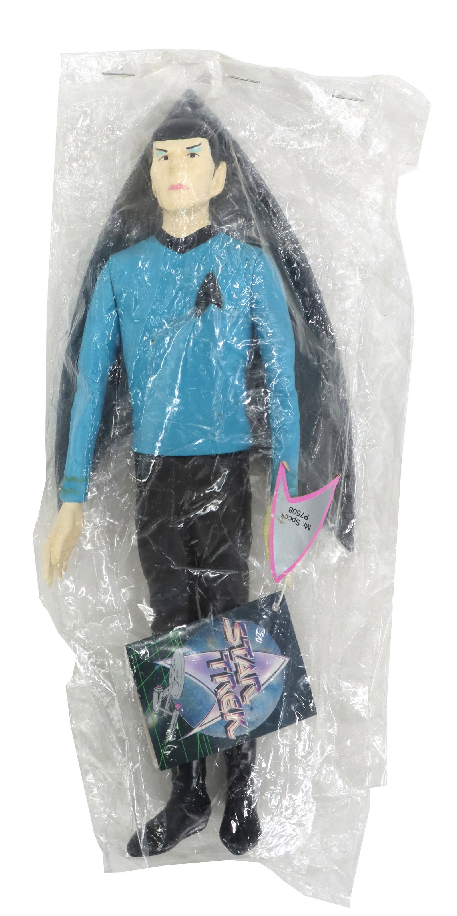 1991 Hamilton Gifts Star Trek Spock Figurine: 1991 Hamilton Gifts Star Trek Spock Figurine. Vintage Mr. Spock action figure from Star Trek, preserved in its original clear plastic packaging with a colorful franchise hangtag and identification