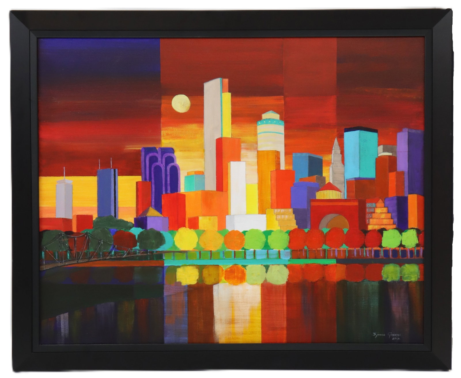 Sjaane Gordon (21st Century) Acrylic on Canvas Abstract Cityscape (1 of 8)