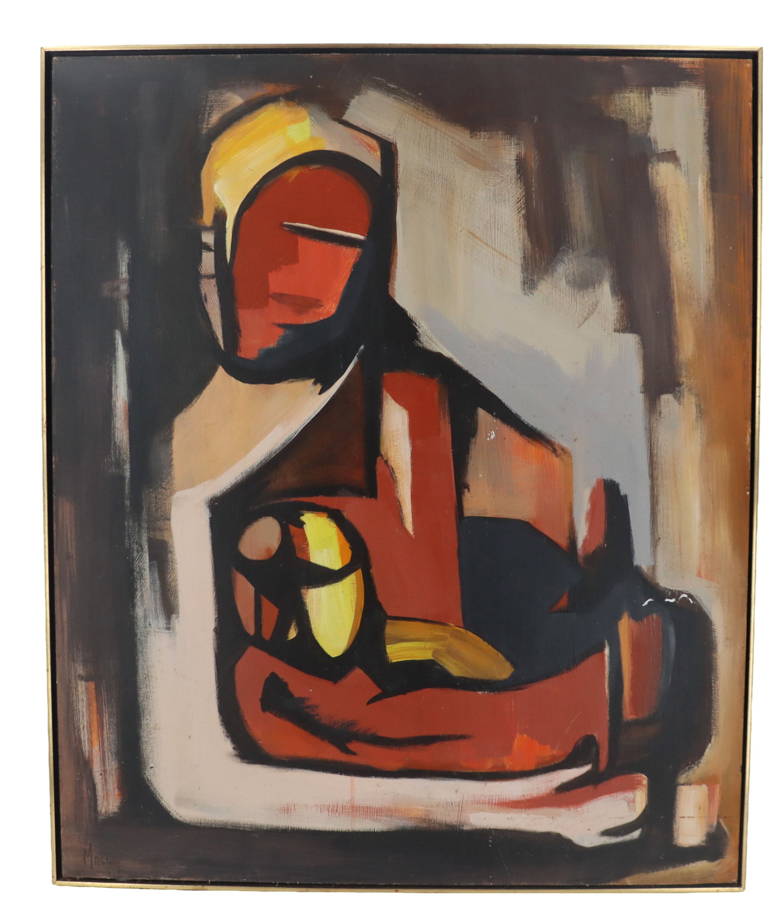 Maggie Leitner, 20th Century American, Large Mid Century Abstract Acrylic on Masonite Painting (1 of 14)