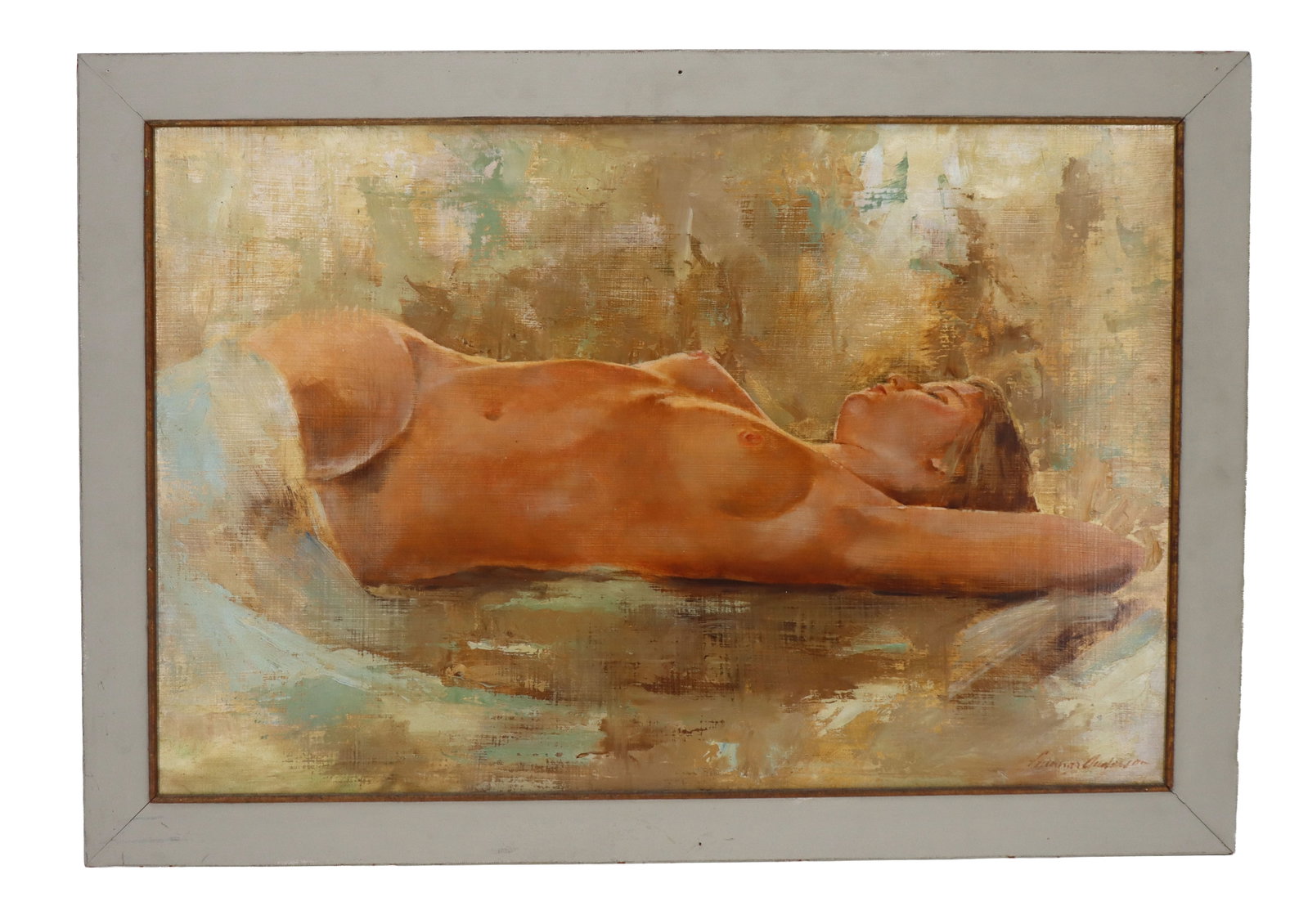 Gunnary Anderson (1927-2022) American, Oil on Masonite, Reclining Nude in a Yellow Interior (1 of 8)