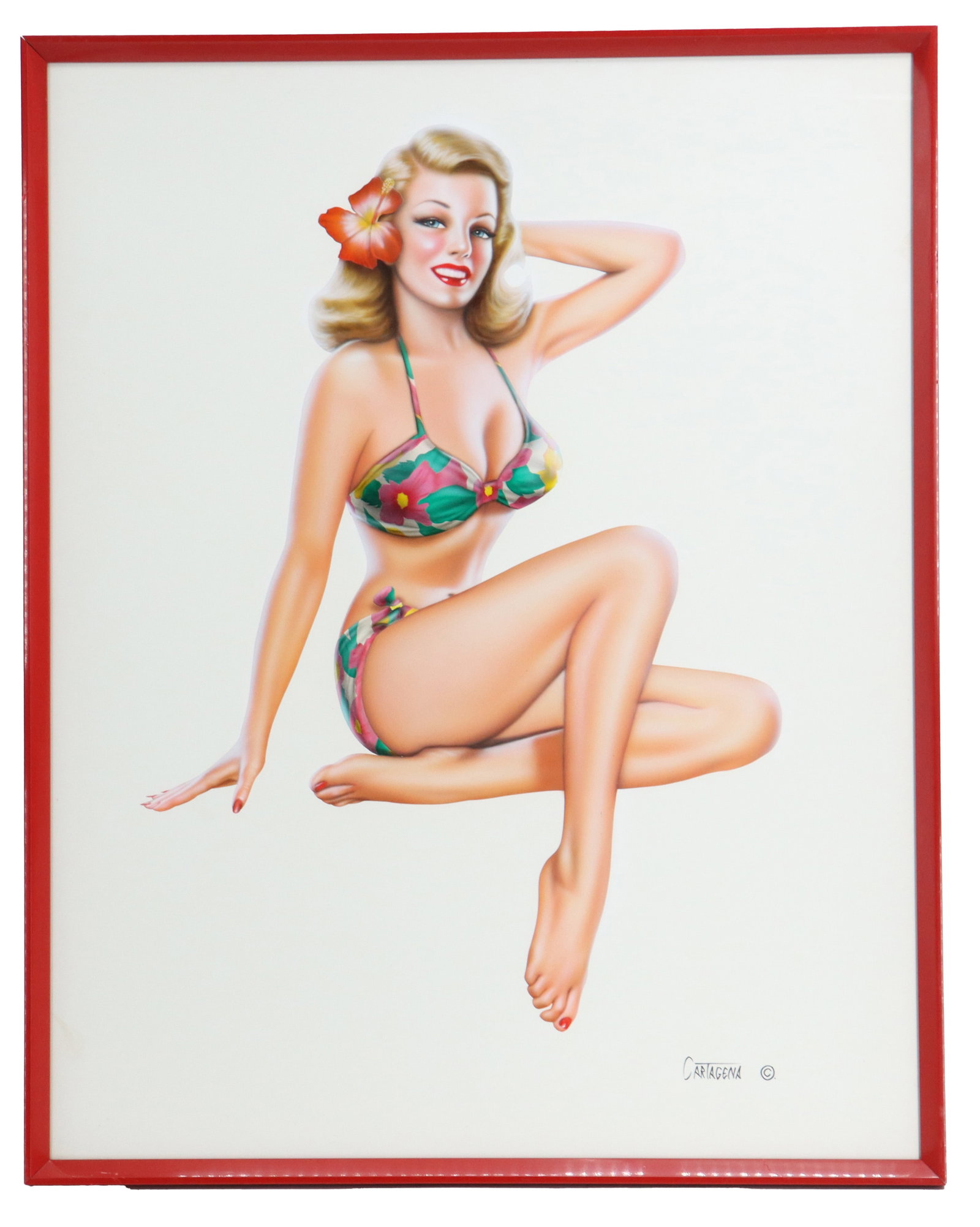 Carlos Cartegena (Born 1991) Puerto Rico, Lithograph Pin-Up of Hawaiian Girl (1 of 13)