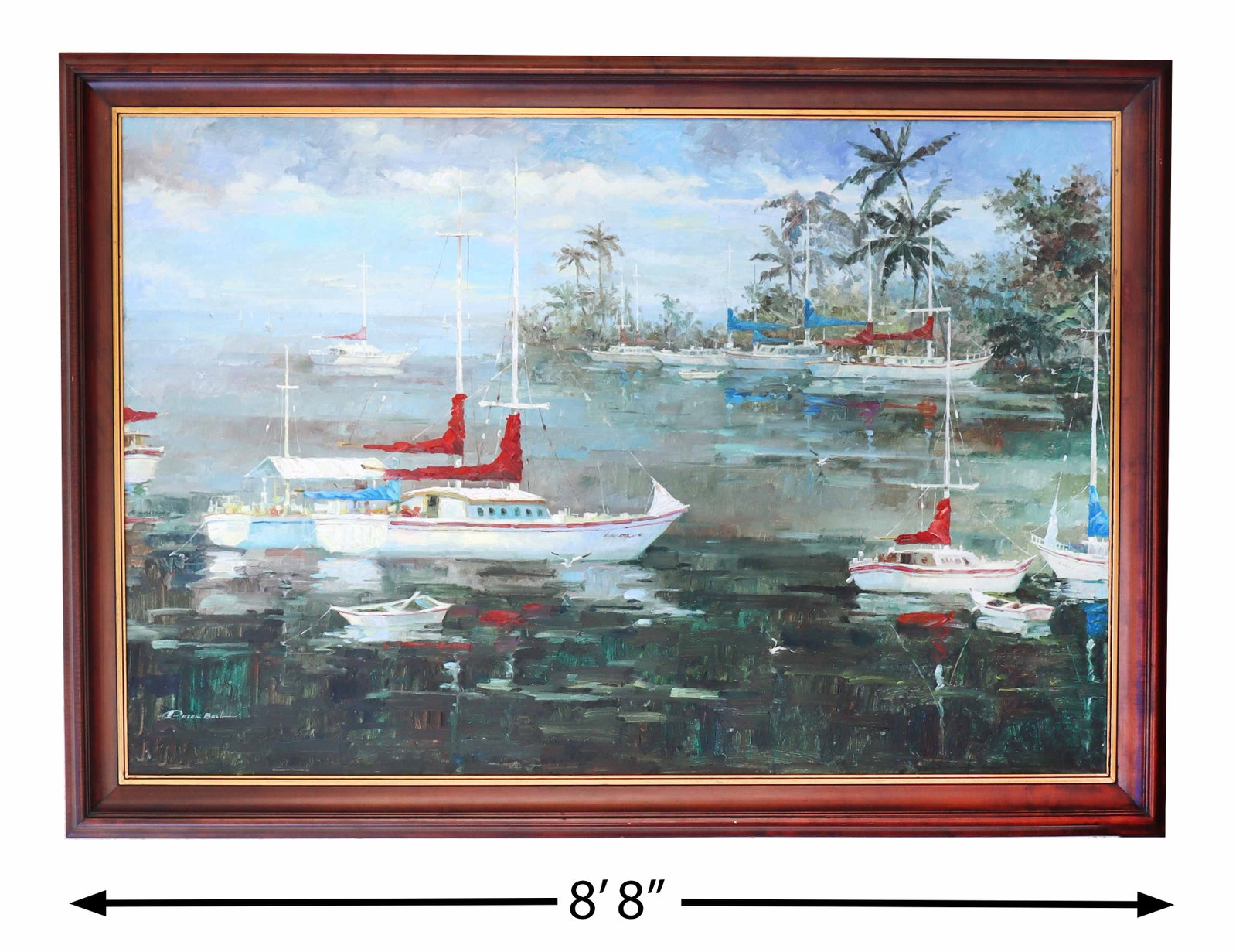 Peter Bell (Born 1969) American, Massive Oil of Canvas Impressionist Harbor Scene (1 of 11)