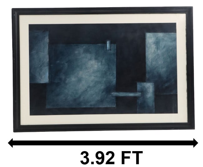 Mixed Media Geometric Abstract "Study in Blue and Black" (1 of 14)