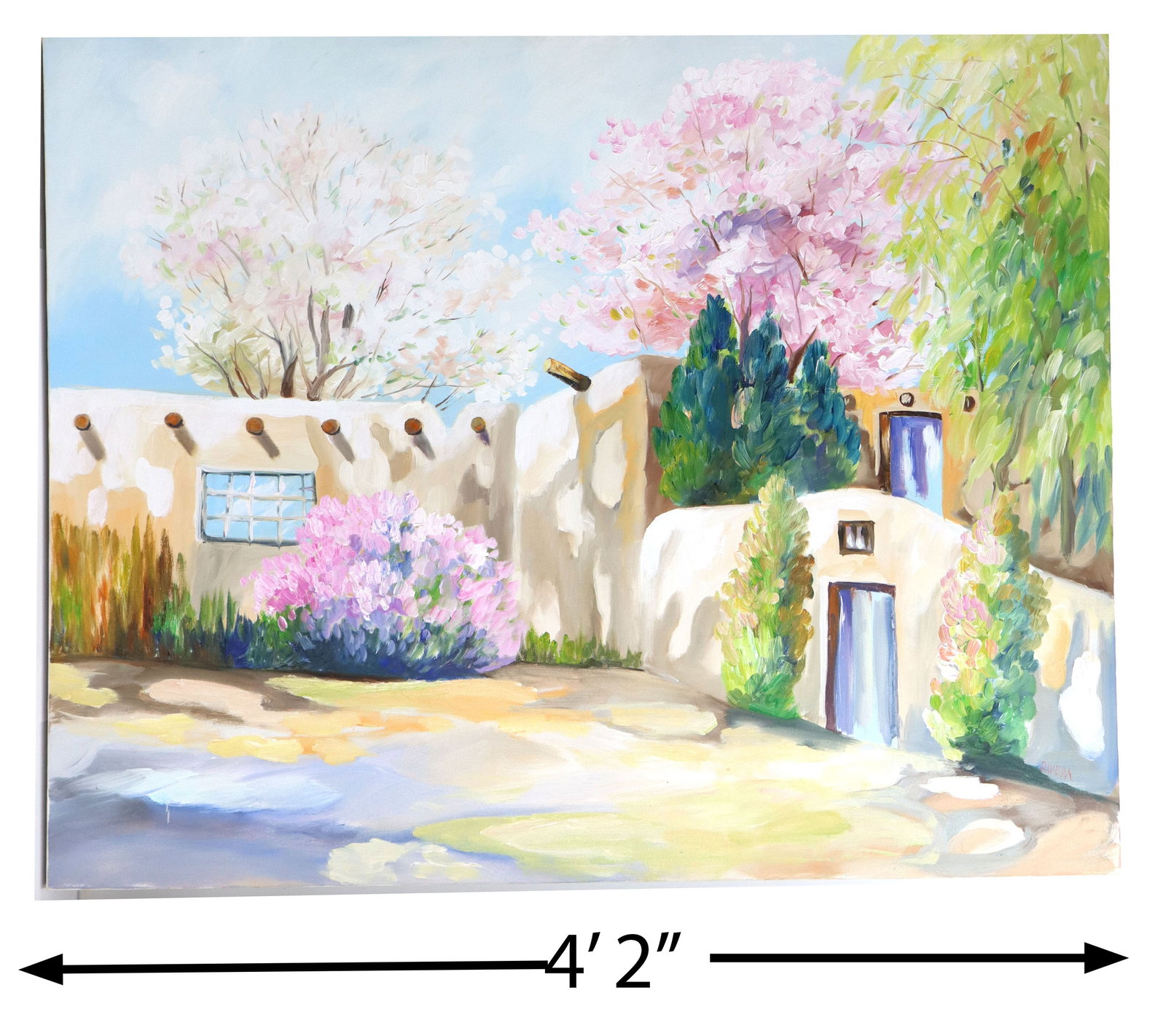 Signed Rivera (20th Century) American, Oil on Canvas Impressionist Southwestern Architectural (1 of 12)