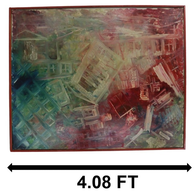 Large 1960s Mid Century Abstract Oil on Canvas Painting (1 of 19)