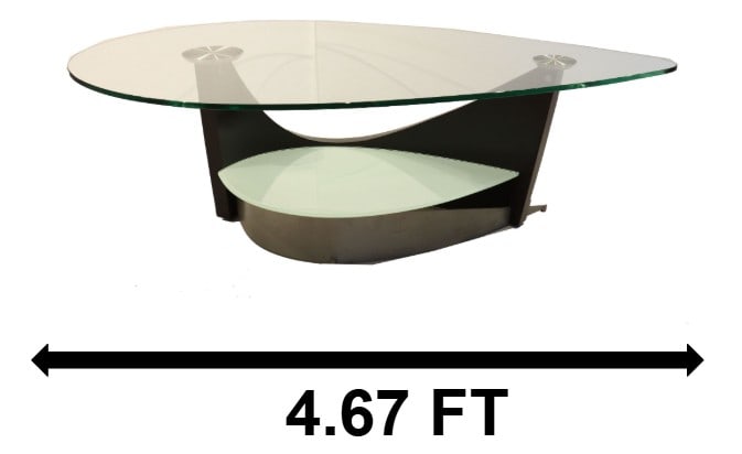BDI Futuristic Teardrop Glass Top Coffee Table: BDI Futuristic Teardrop Glass Top Coffee Table. Straight out of Star Trek, this stylish table has a crystal clear glass top supported by a rounded wooden center piece that curves down in a half-teardr