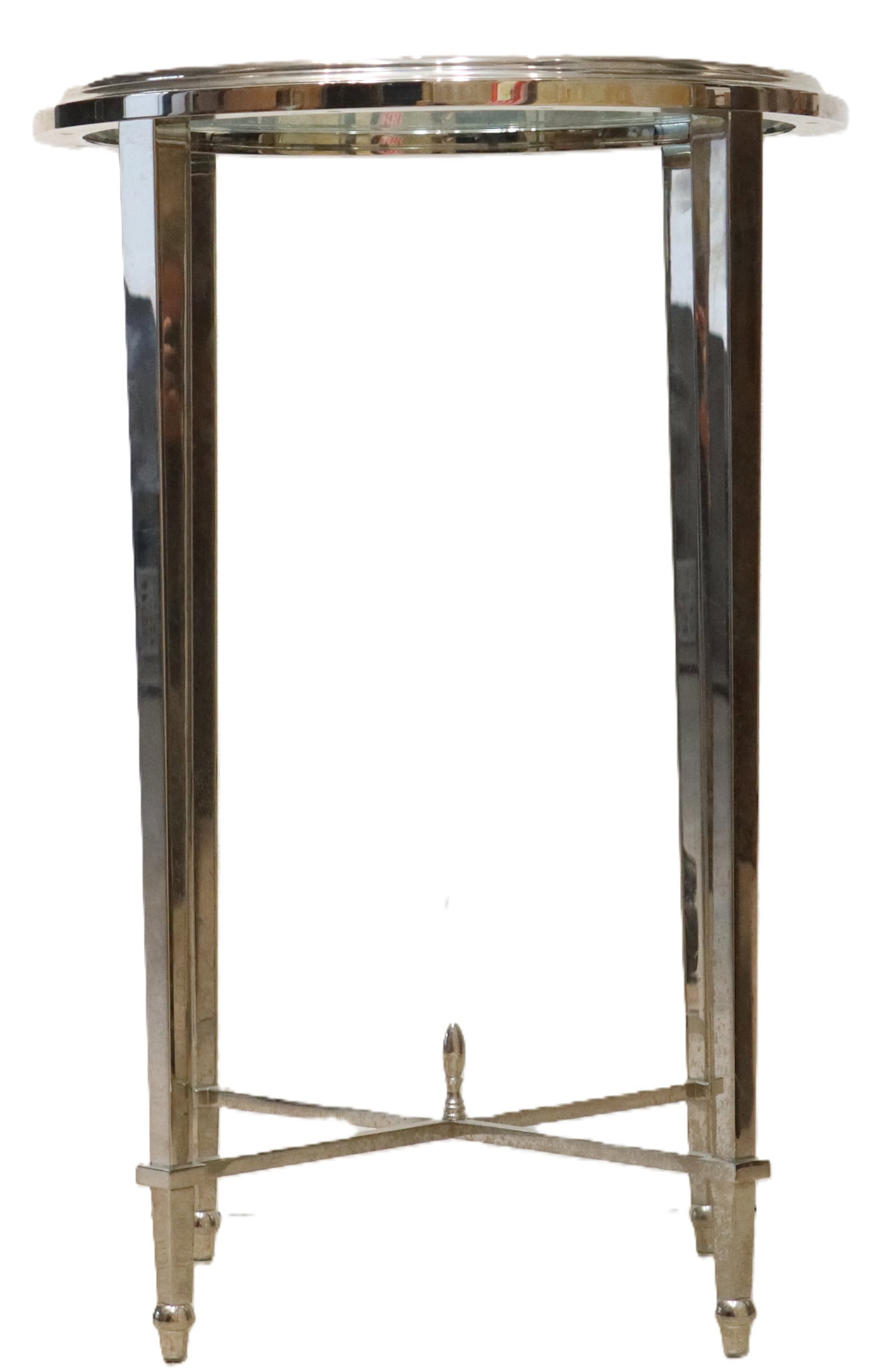 Mid Century Modern Round Glass Top and Chrome Four Legged Side Table (1 of 16)