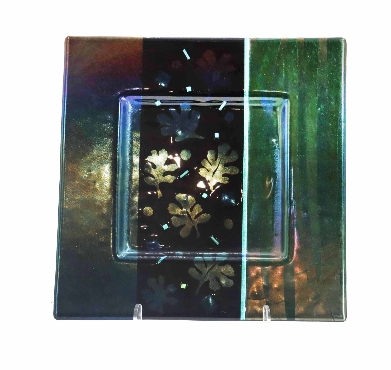 Fused Art Glass Square Charger Plate (1 of 15)