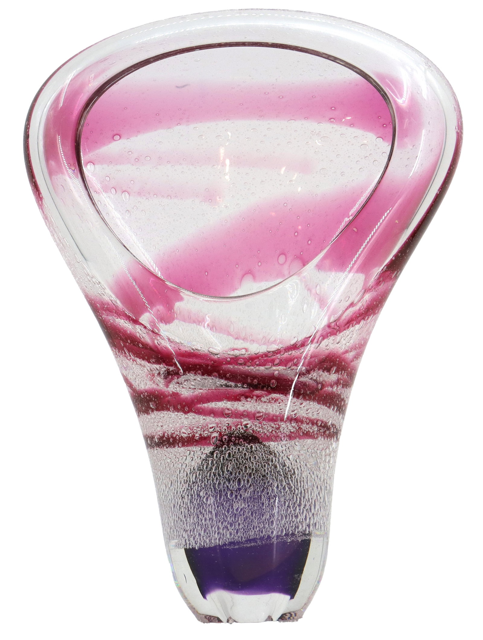 Hand Blown Swirled Bubbled Art Glass Vase (1 of 15)