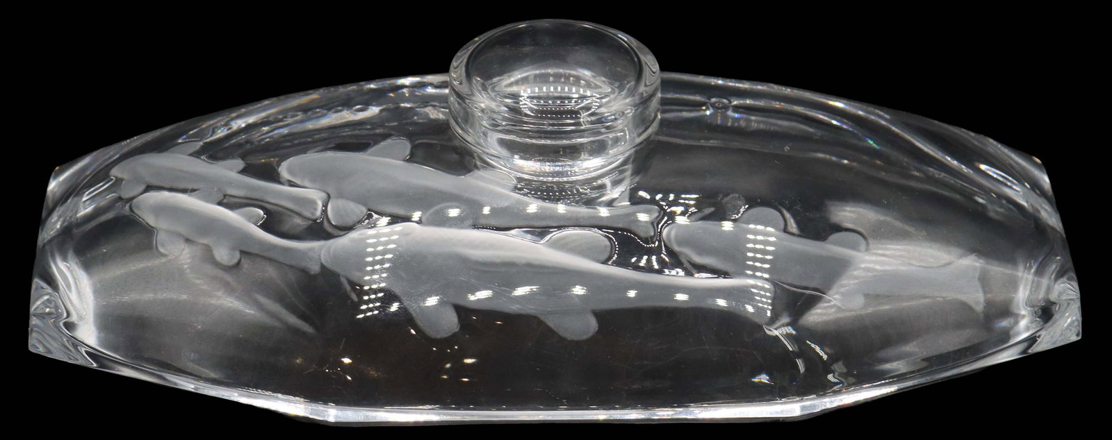 Antique Baccarat Blown Glass Inkwell with 'Linnet' Fish Design (1 of 20)