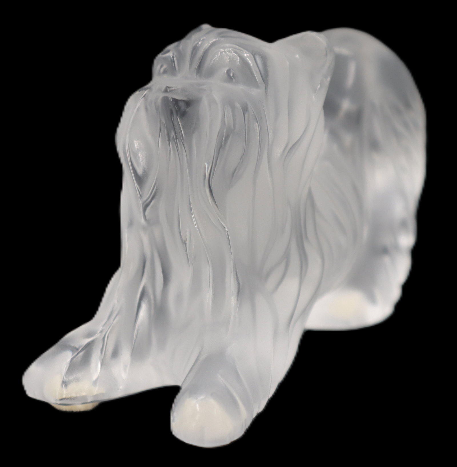 Lalique "Yorkshires Super Boy" Crouching Frosted Crystal Sculpture in Original Box (1 of 12)