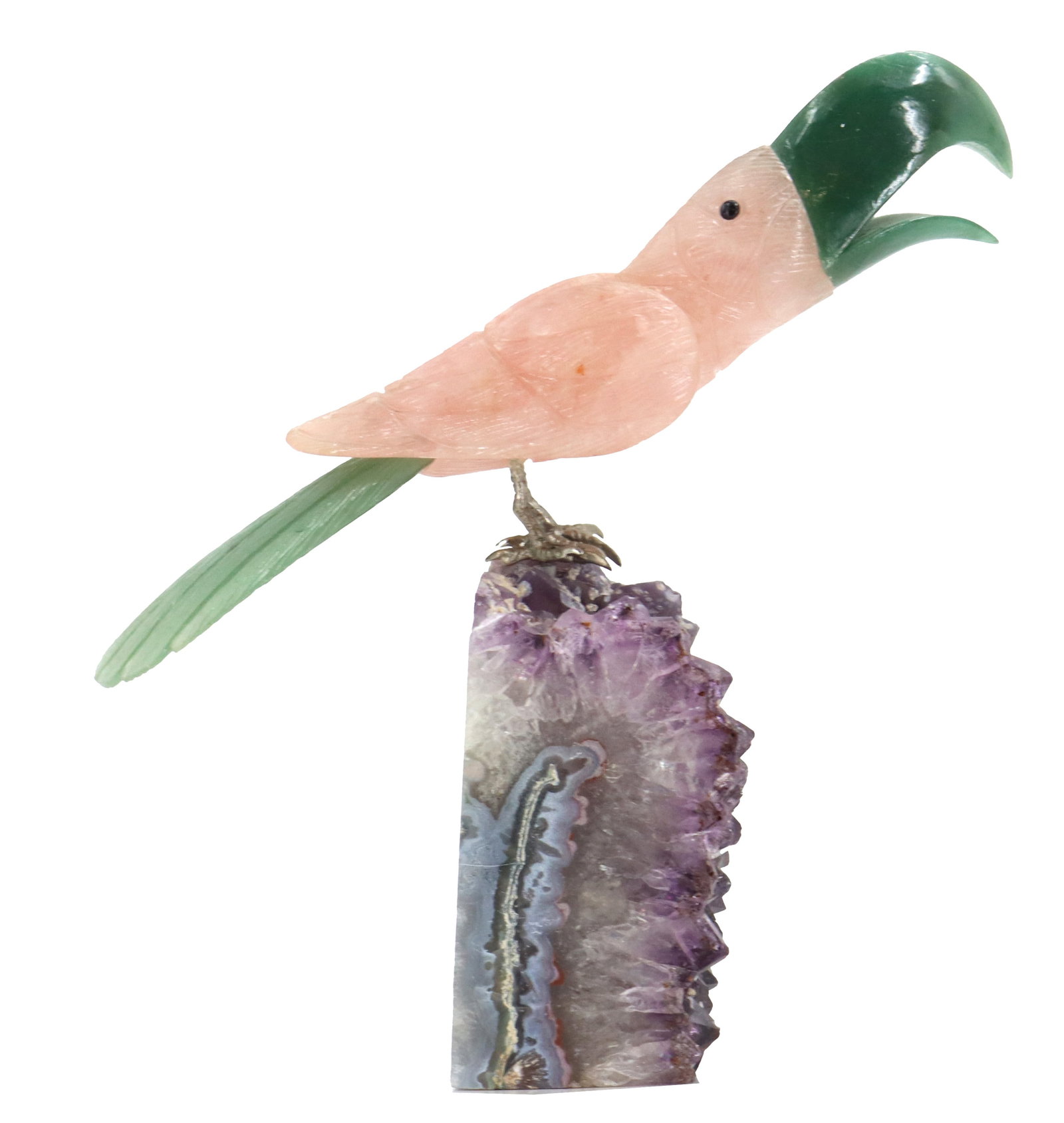 Hardstone Parrot Figure on Amethyst Geode (1 of 16)