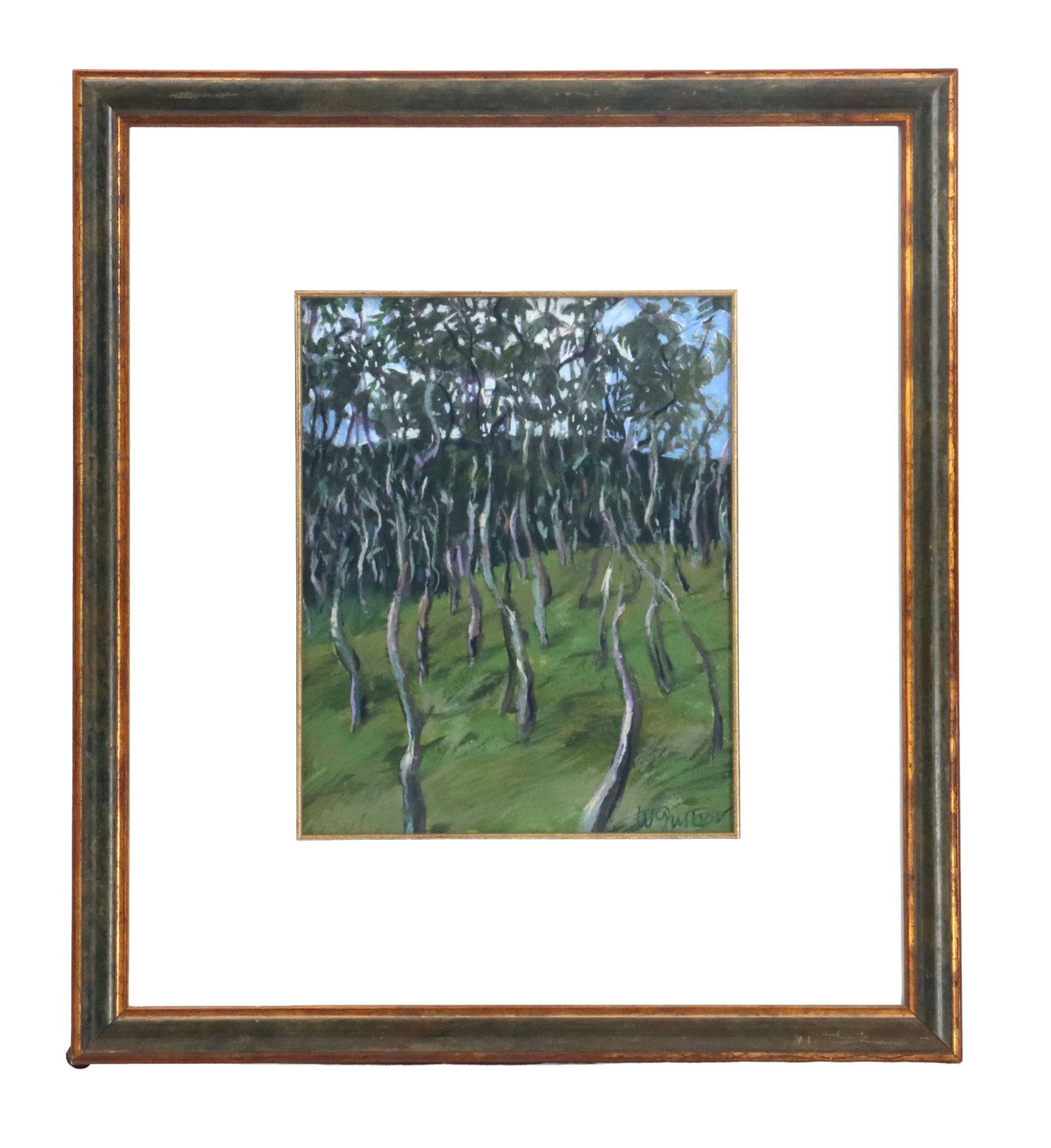 Indistinctly Signed Watercolor of a Forest of Trees (1 of 6)