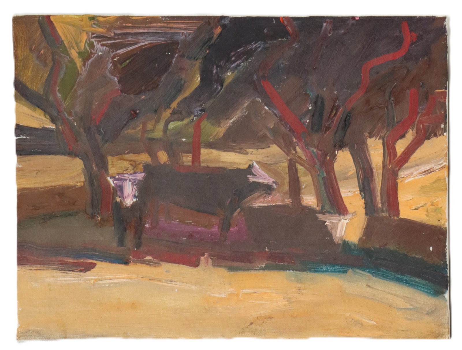 Lundy Siegriest (1925-1985) American, Oil on Canvas, "Cows in the Shade" (1 of 9)