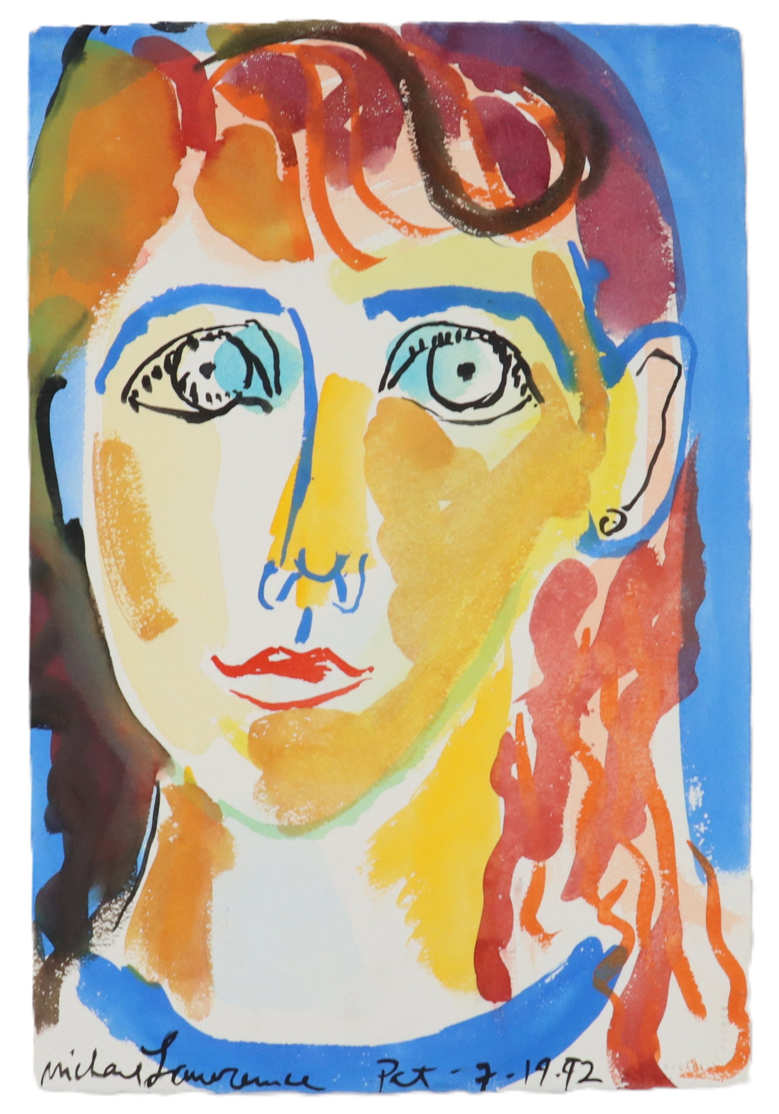 Michael Lawrence (Born 1943) American, Vintage Original Watercolor of a Young Woman (1 of 8)