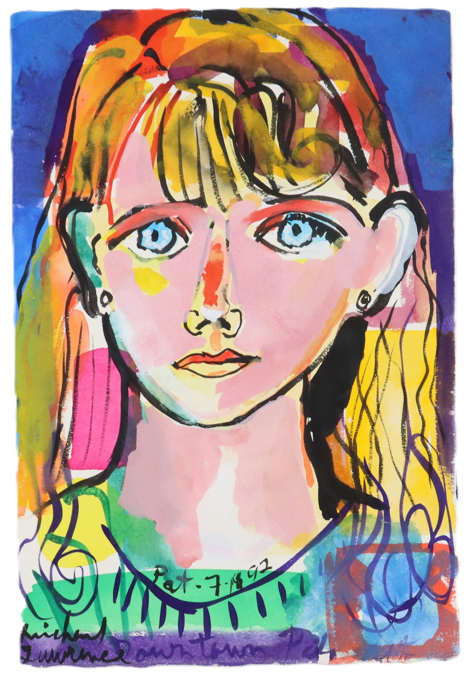 Michael Lawrence (Born 1943) American, Vintage 90s Portrait of a Young Blue-Eyed Blond Woman: Michael Lawrence (Born 1943) American, Vintage 90s Portrait of a Young Blue-Eyed Blond Woman. Signed and dated. Michael Lawrence, son of tough guy actor Marc Lawrence, was born November 7, 1943 in Los
