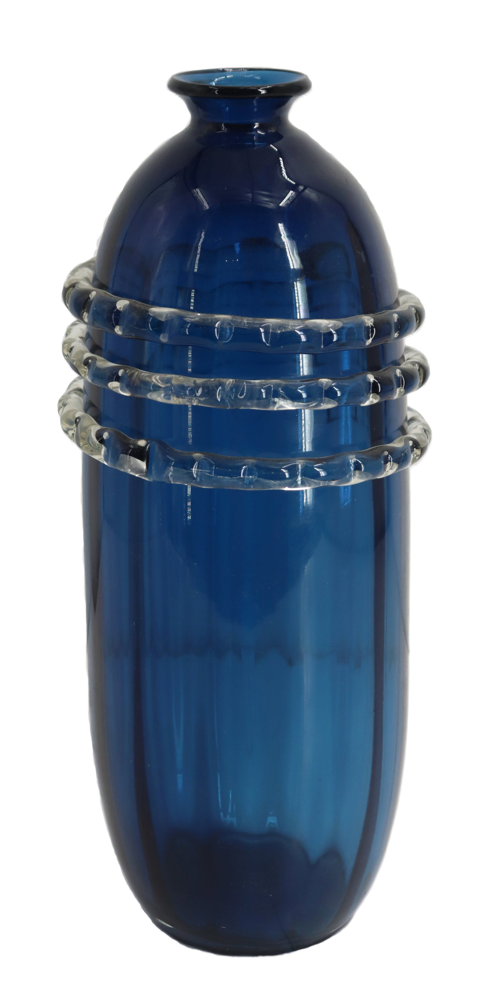 Contemporary Cobalt Blue Vase with Glass Rope Detail (1 of 13)