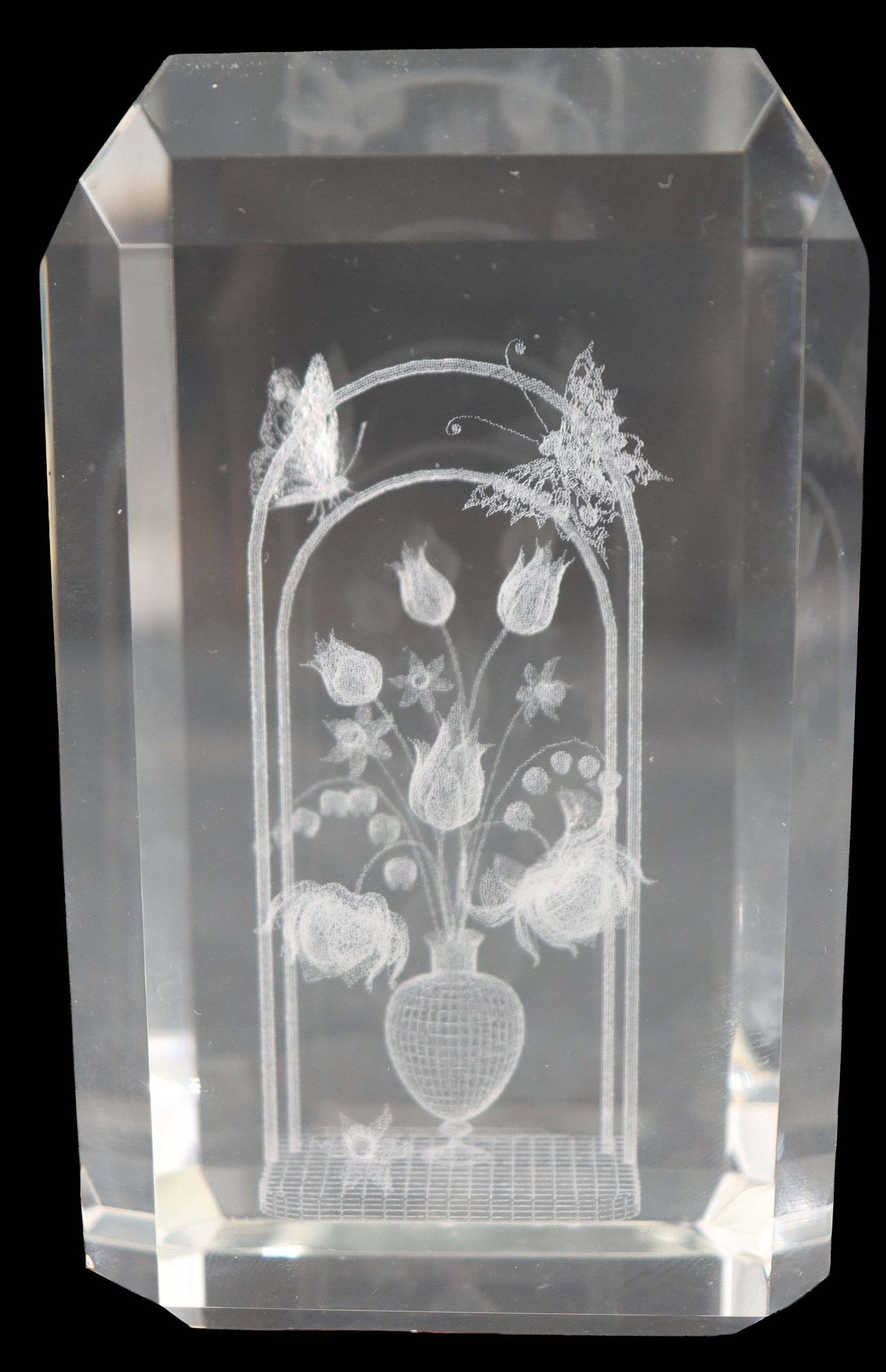 Etched Flowers in Crystal Rhomboid and Original Box (1 of 15)