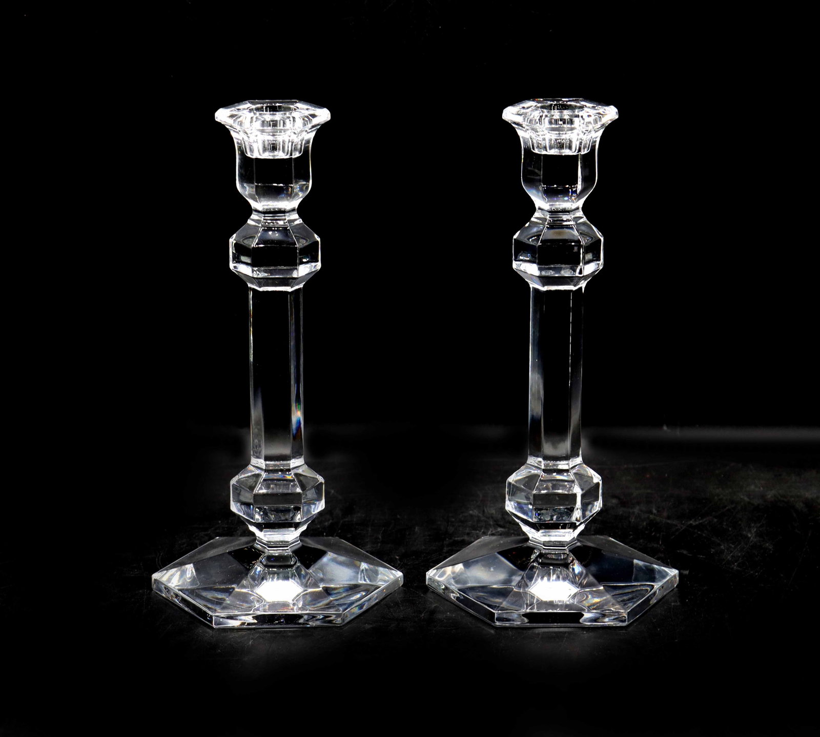 (2) Val Saint Lambert Gardenia Crystal Candlesticks (1 of 16)