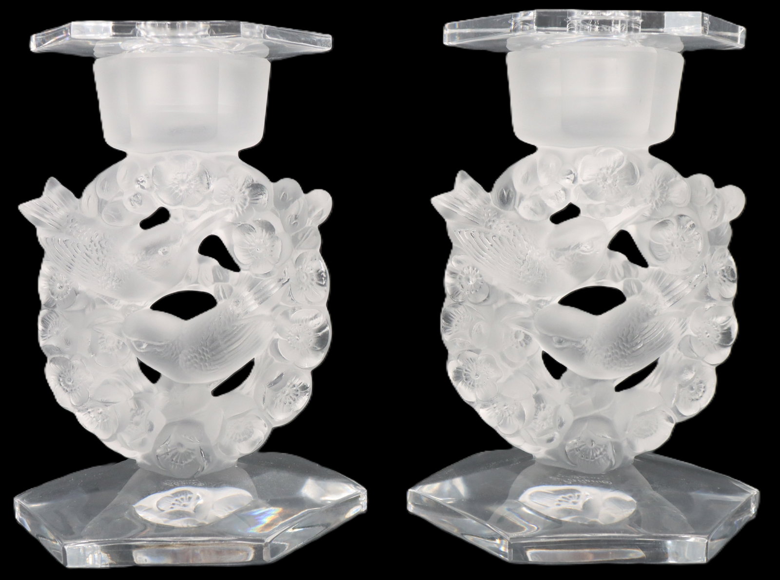 Pair of Vintage Lalique Crystal "Mesanges" Candleholders (1 of 13)