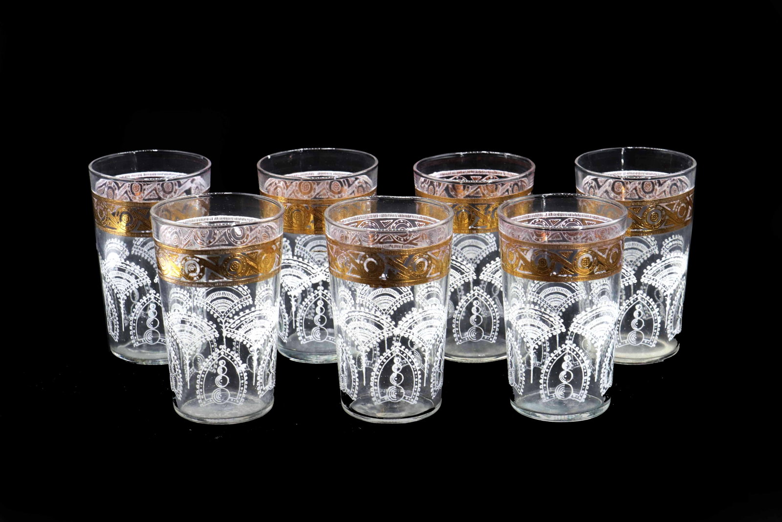(7) Moroccan Gold and White Filigree Tea Glasses (1 of 11)