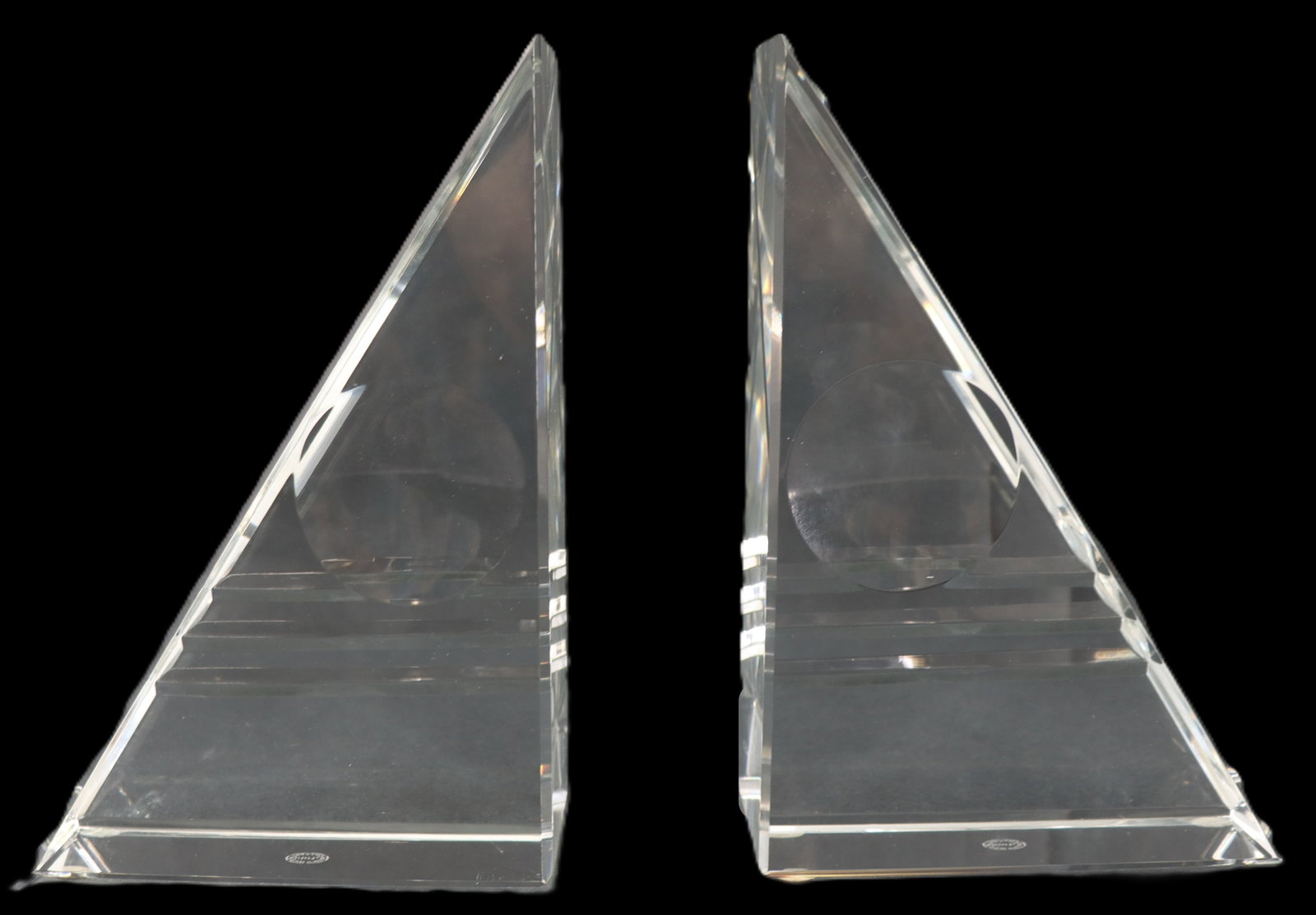 Pair of French Saint-Louis Crystal Triangular Bookends (1 of 10)