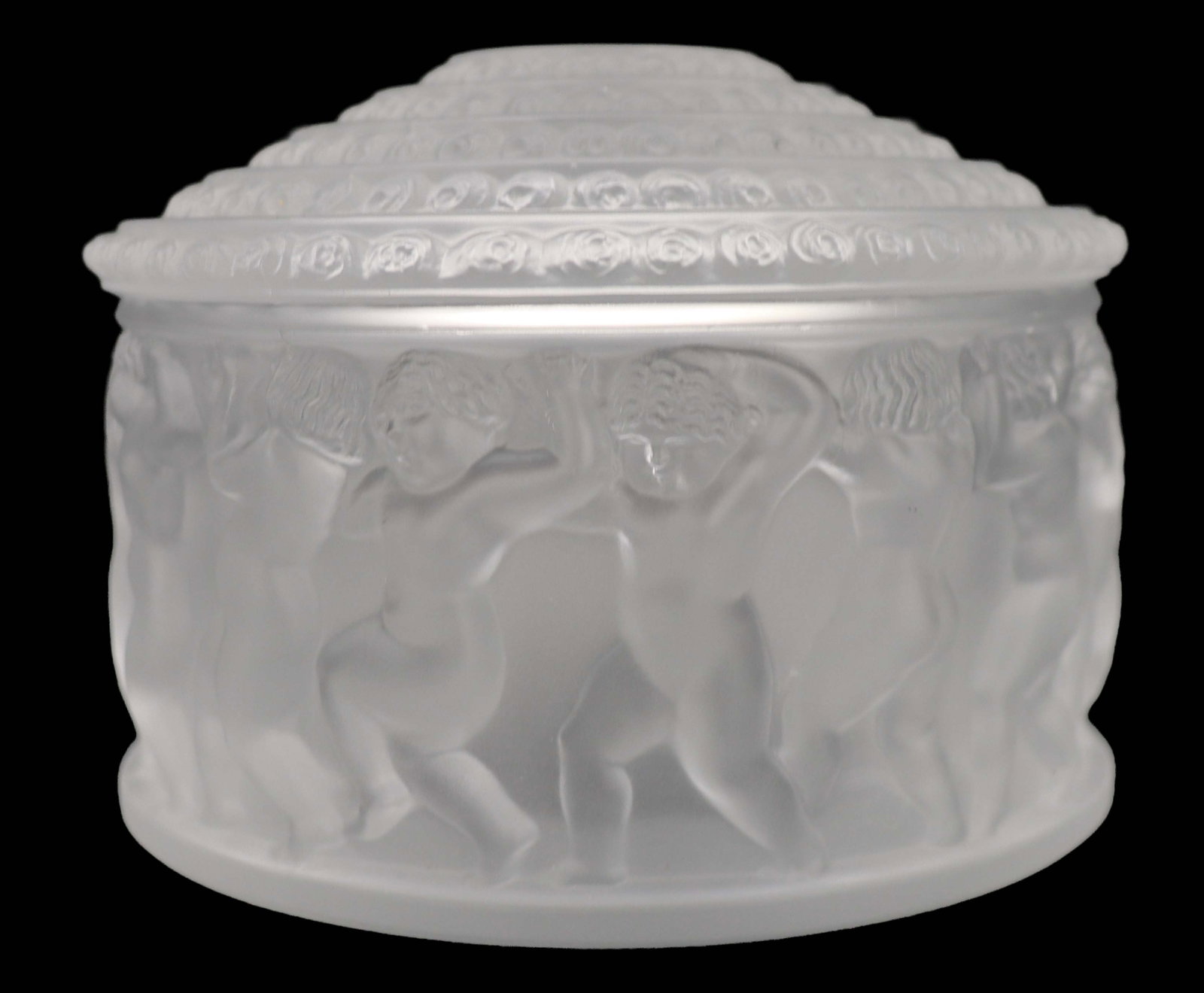 Lalique Crystal "Les Enfants" Lidded Powder Box (1 of 10)