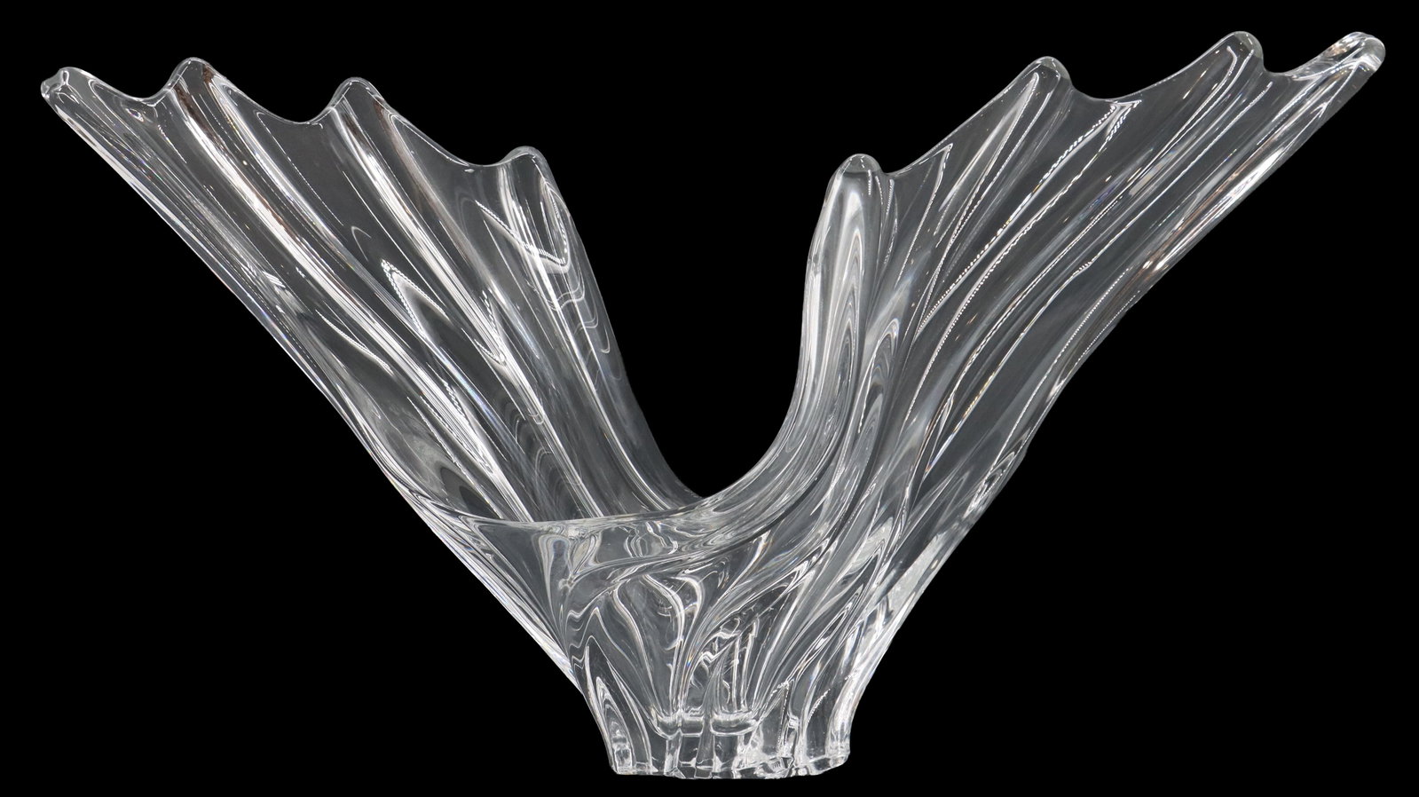 Art Nouveau Crystal Centerpiece: Art Nouveau Crystal Centerpiece. Cristalleries de Vannes, le Chatel, France. Marked on base. Size: 12 3/4 x 24 1/2 in. 