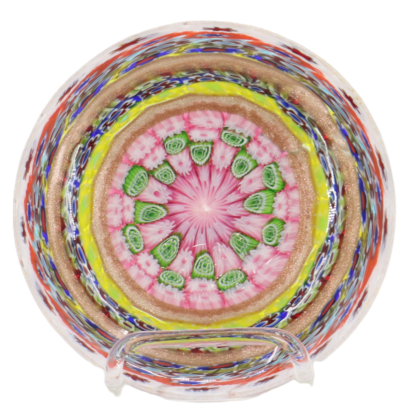 Italian Murano Style Millefiori Glass Footed Bowl (1 of 10)