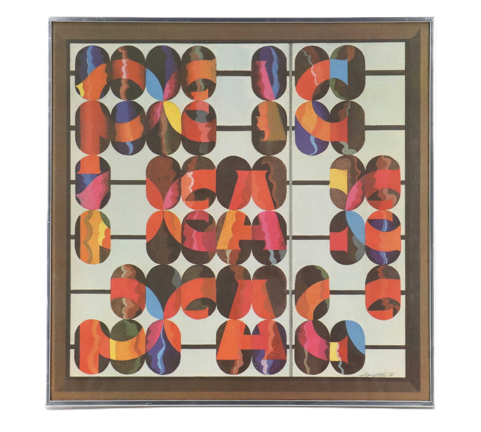 1970's Signed Lithograph Print Geometric Abstract (1 of 7)