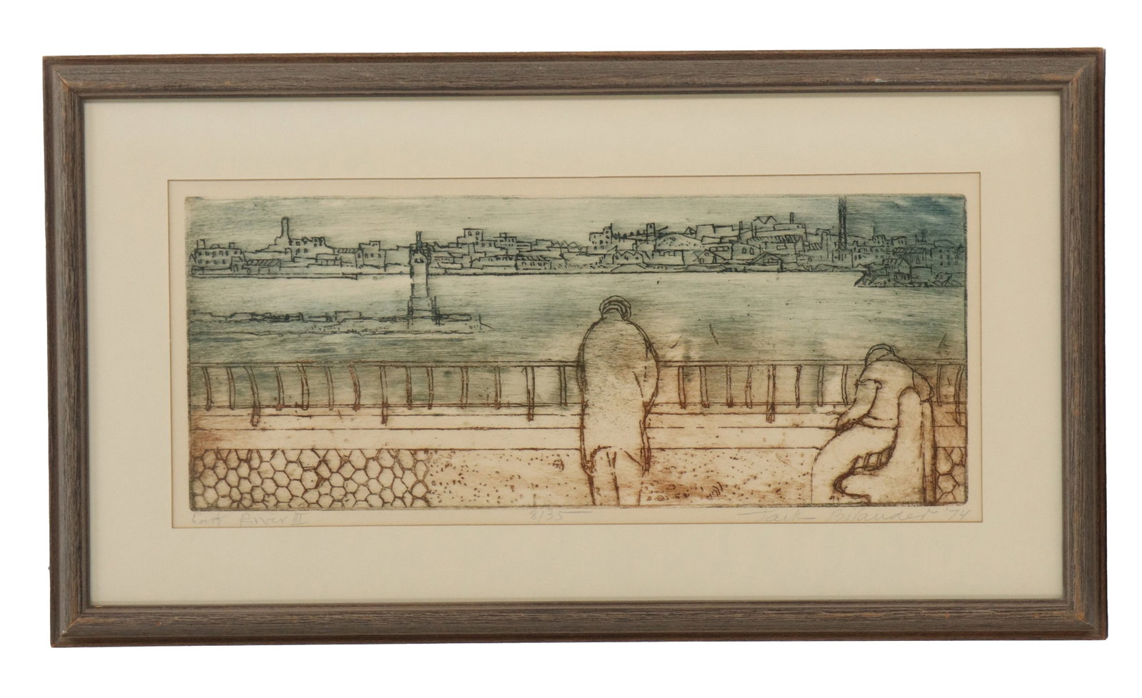 Jack Bilander (1910-1989) American, Etching Panoramic Cityscape "East River III" (1 of 9)