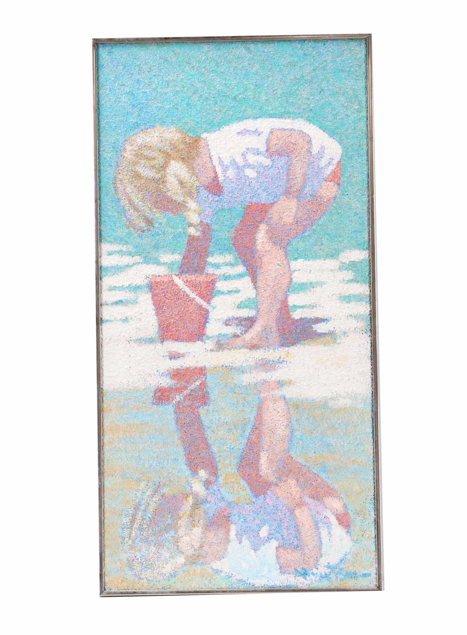 Henry Benson (1930-1998) American, Impressionist Beach Scene Textured Oil on Canvas (1 of 8)