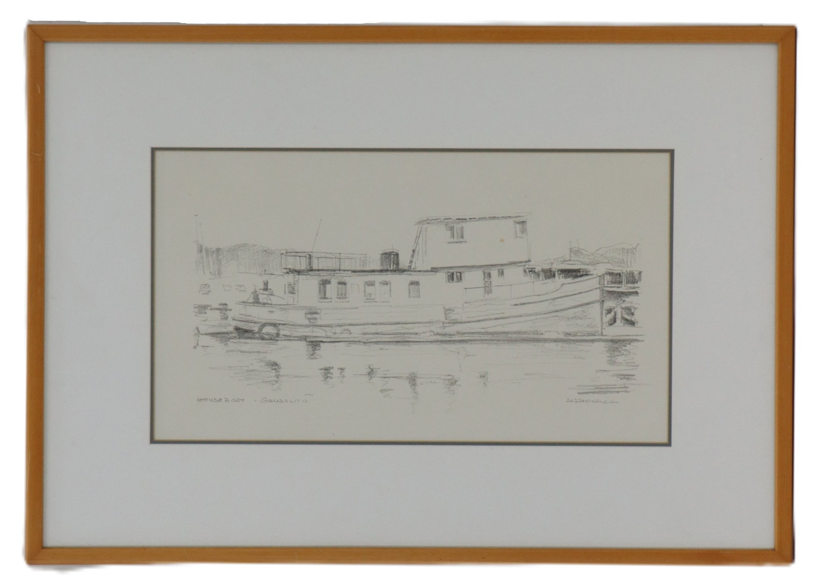 Thomas Zarraonandia (1927-2016) American, Original Drawing, "Houseboat in Sausalito, California" (1 of 10)