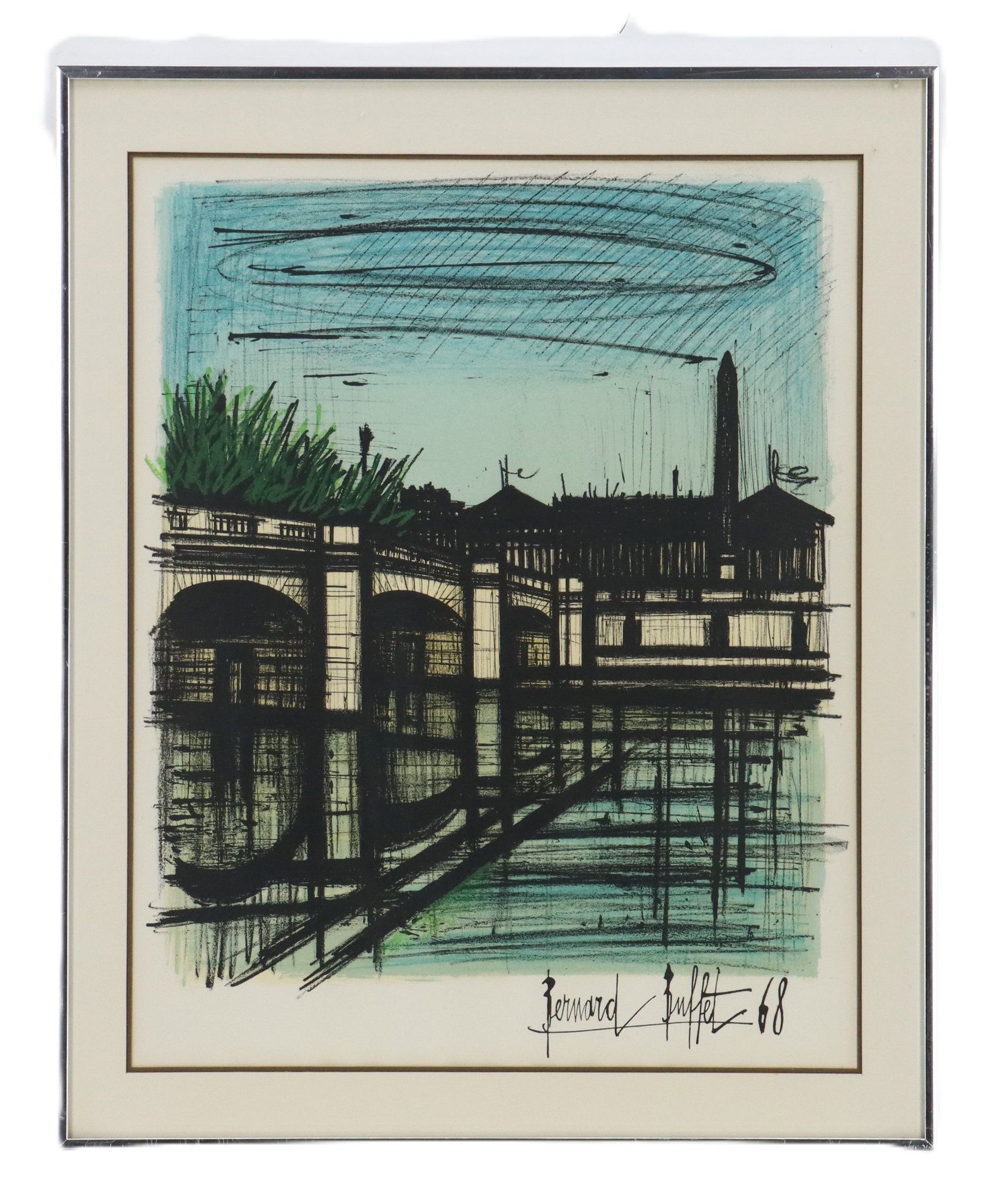 Bernard Buffet (1928-1999) French, "Place de la Concorde" Framed Lithograph (1 of 9)