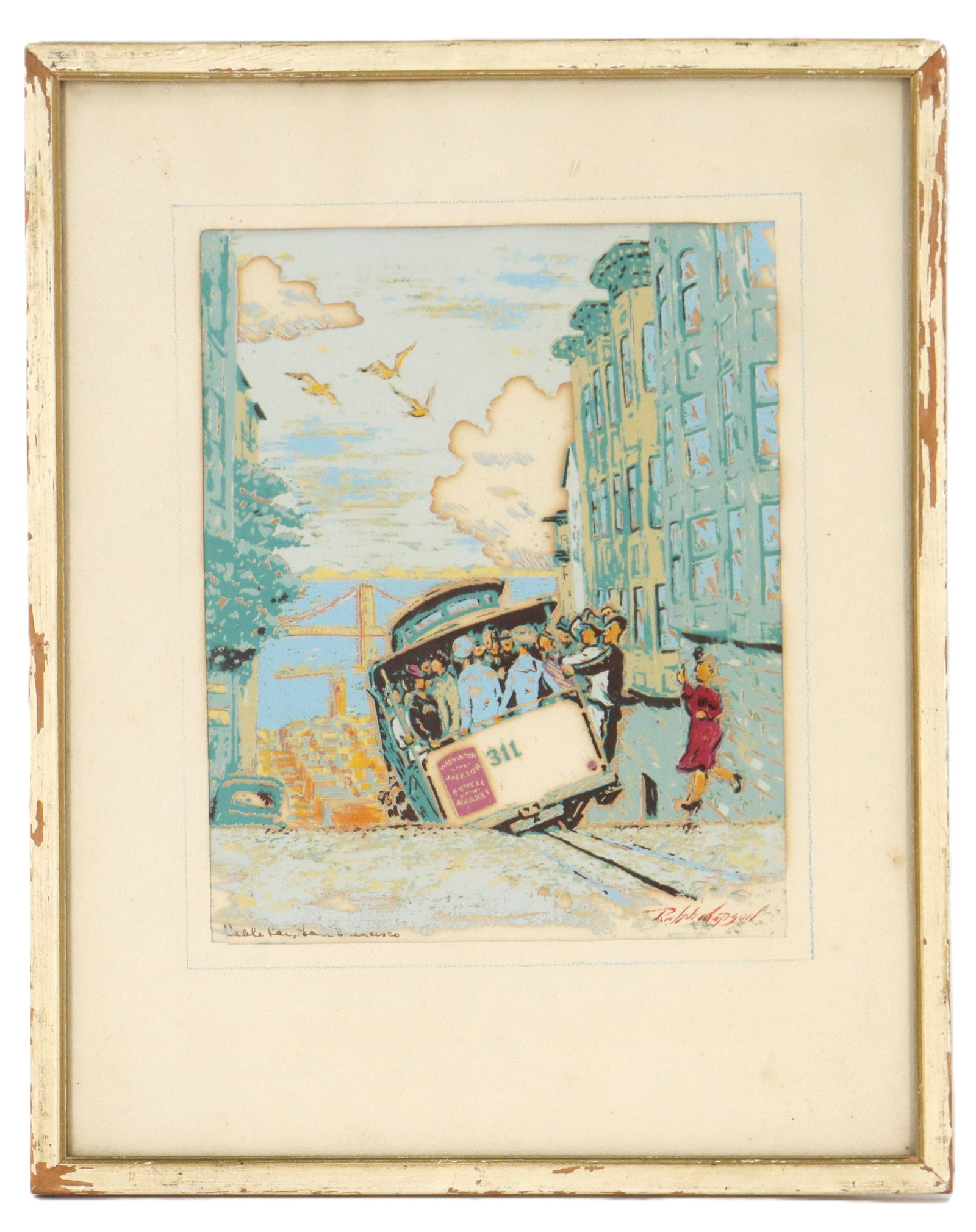Ralph Mapson (20th Century) Mid Century Serigraph: Ralph Mapson (20th Century) Mid Century Serigraph. "Cable Car, San Francisco". Signed and titled lower margin. Mapson was an artist/illustrator known for colorful San Francisco street 