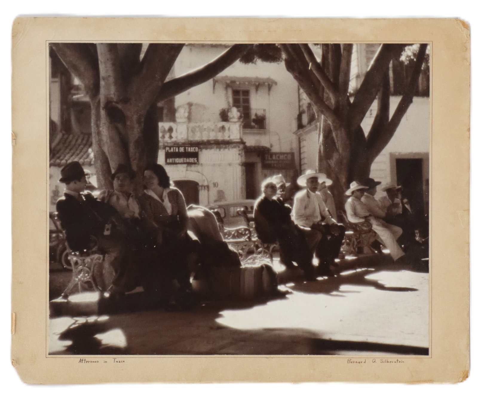Bernard Silberstein (1905-1999) Photograph "Afternoon in Taxco": Bernard Silberstein (1905-1999) Photograph "Afternoon in Taxco". Signed lower right. Titled lower left. Exhibited extensively in 1944 and 1945 at the Brooklyn Museum, etc. Labels verso. 