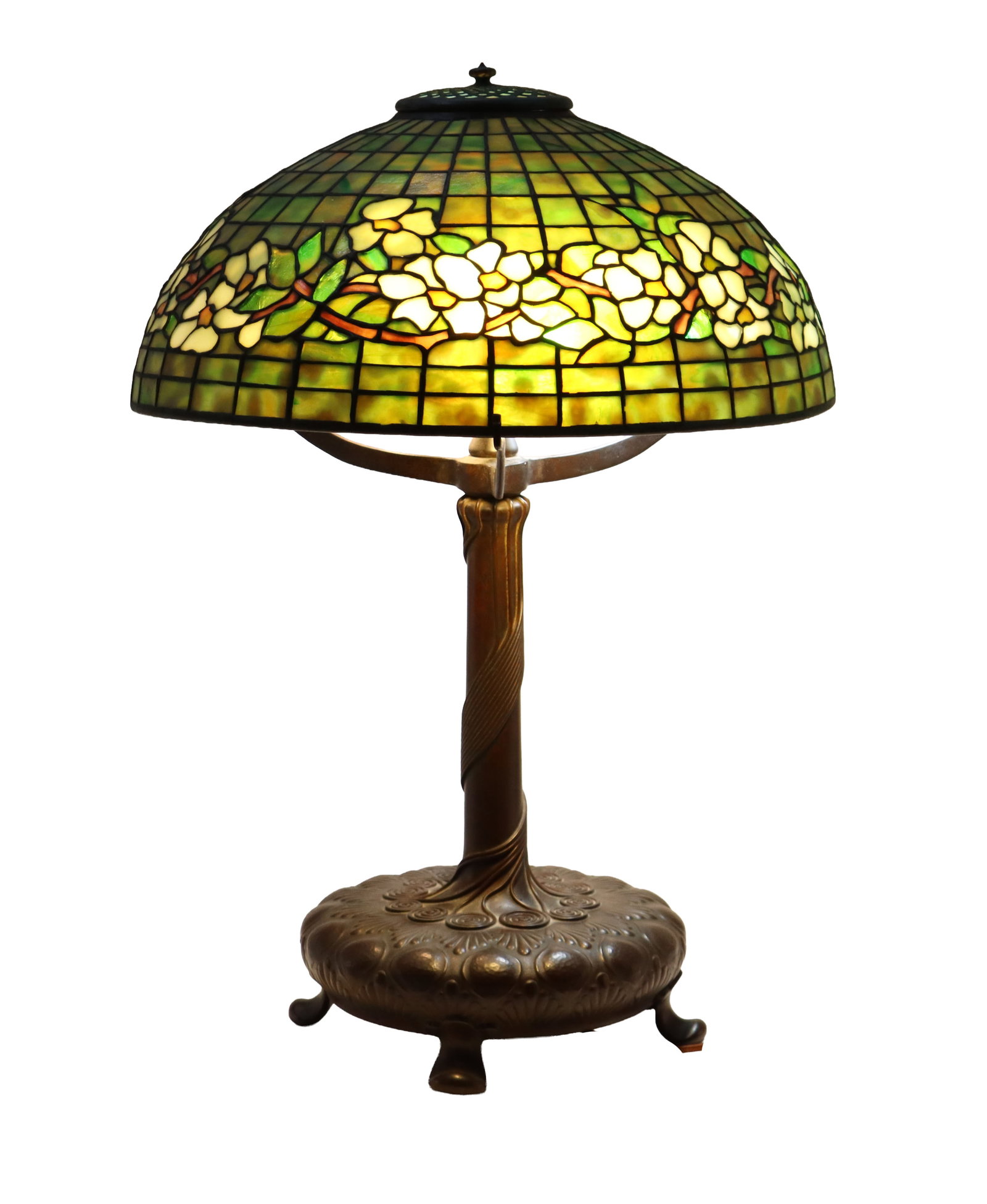 Antique Tiffany Studios New York Art Nouveau "Belted Dogwood" Table Lamp (1 of 17)