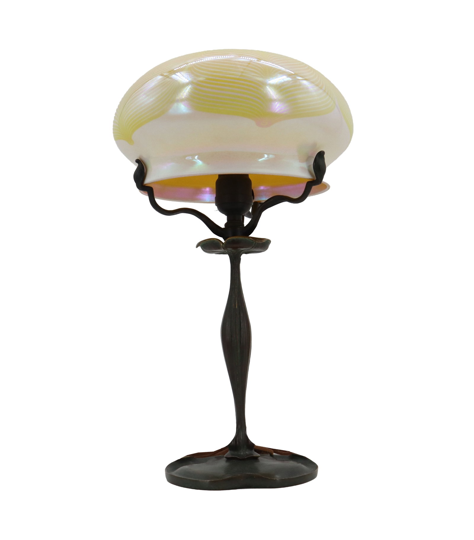 Antique Tiffany Studios New York Art Nouveau Bronze Table Lamp Base with Signed Quoizel Pulled (1 of 16)
