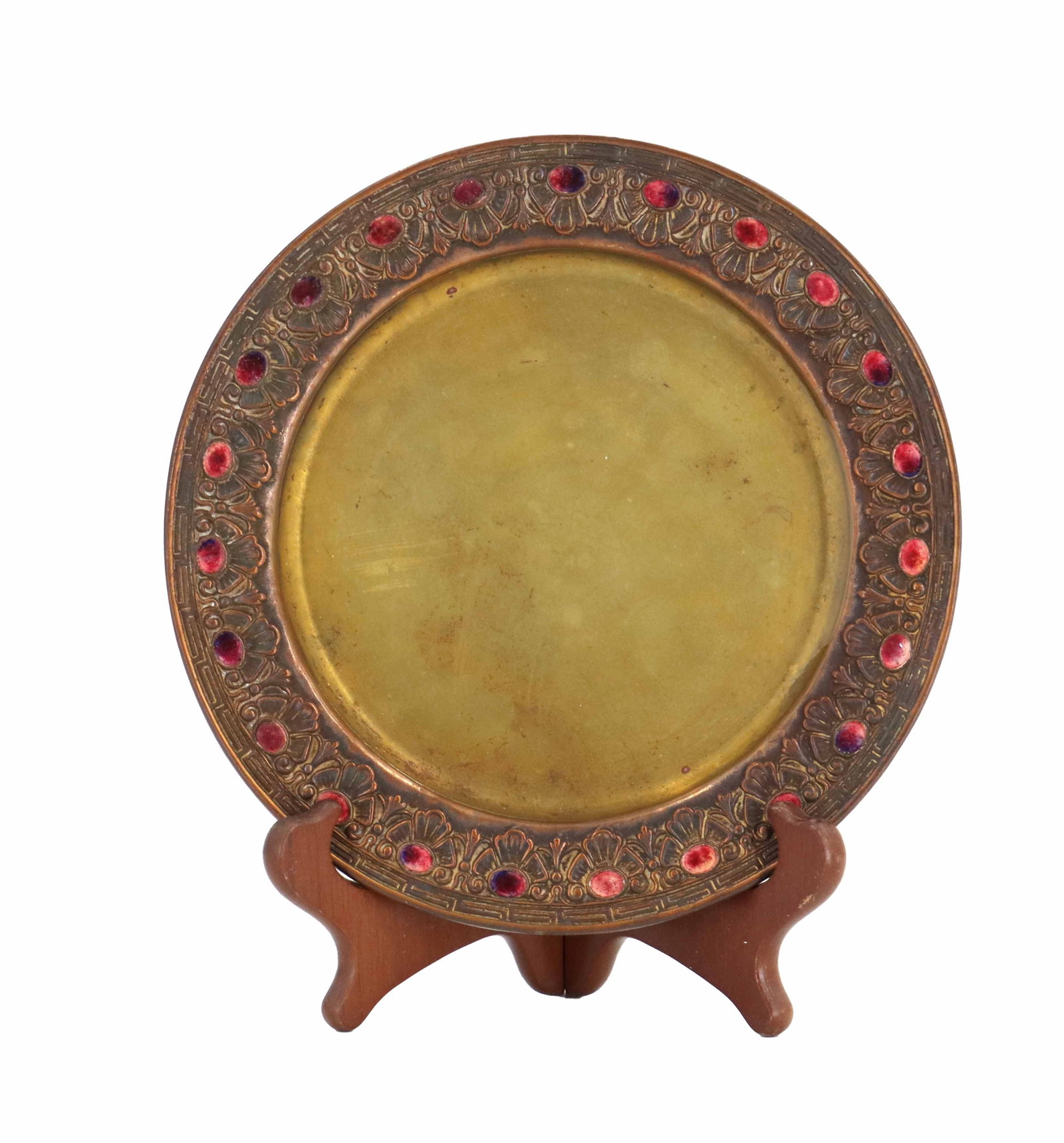 Louis Comfort Tiffany Furnaces Bronze Tray with Red Favrile Enamel (1 of 11)