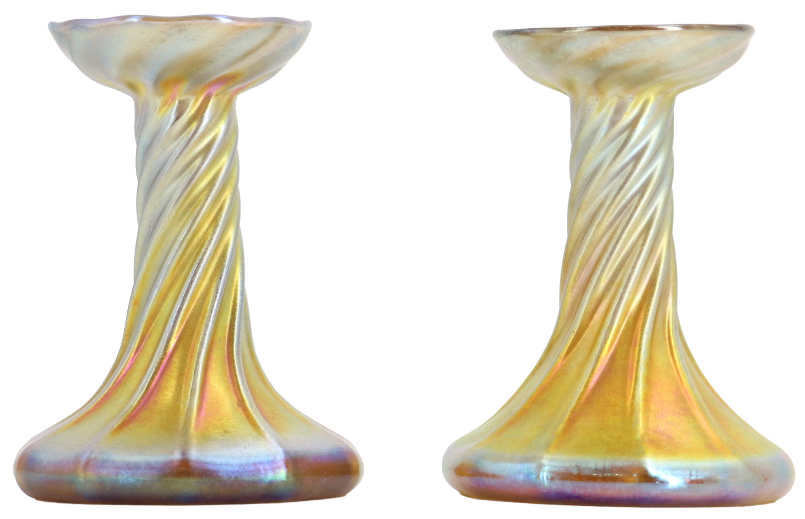 (2) Louis Comfort Tiffany Favrile Art Glass Candlesticks (1 of 14)