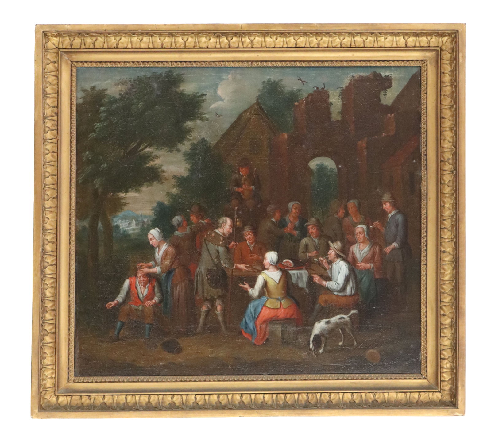 17th/18th Century Dutch School Oil on Canvas Genre Scene, "A Village Feast" (1 of 20)