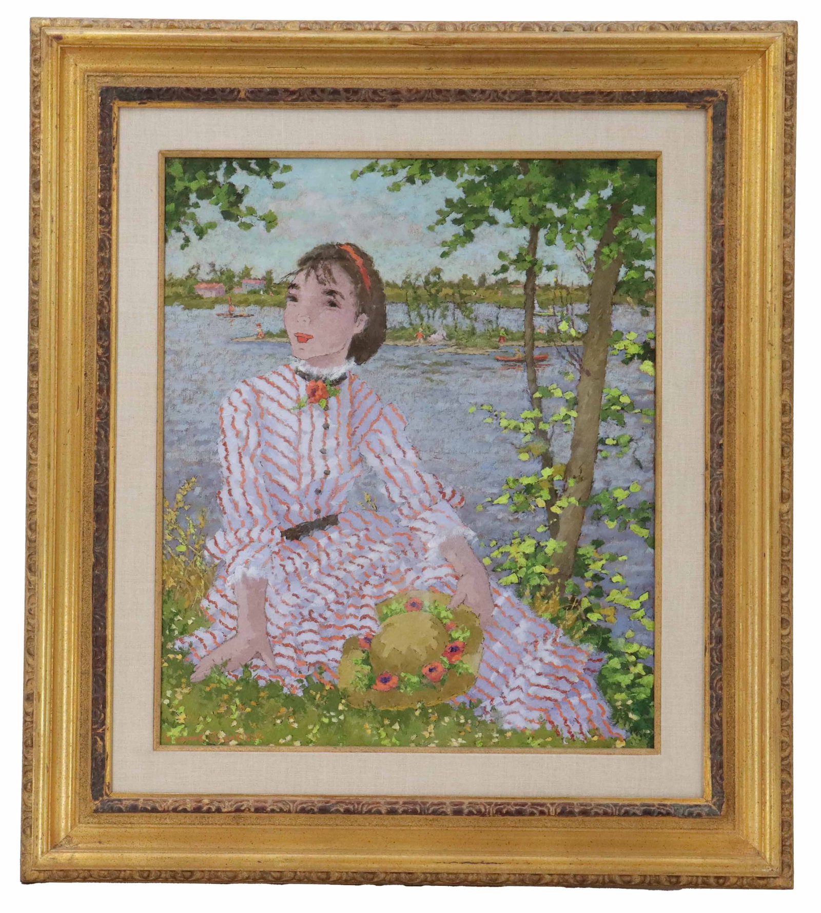 Suzanne Eisendieck (1906-1998) German/French, Oil on Canvas Post-Impressionist Figural "Riviere en (1 of 9)
