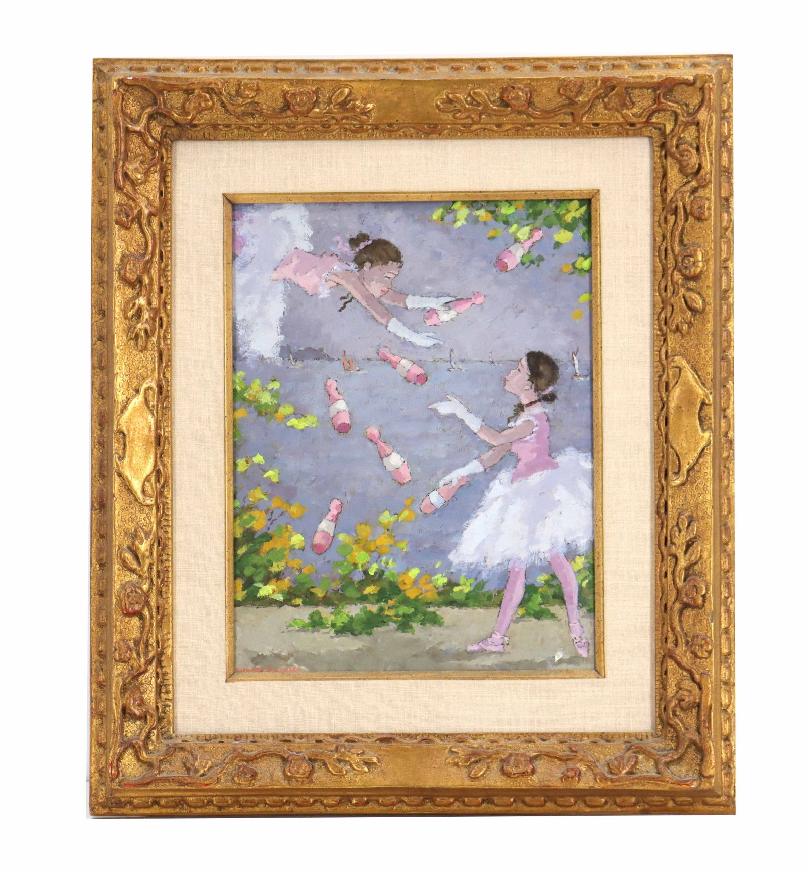 Suzanne Eisendieck (1908-1997) French, Oil on Canvas Impressionist Genre Painting "Jongleur (1 of 10)