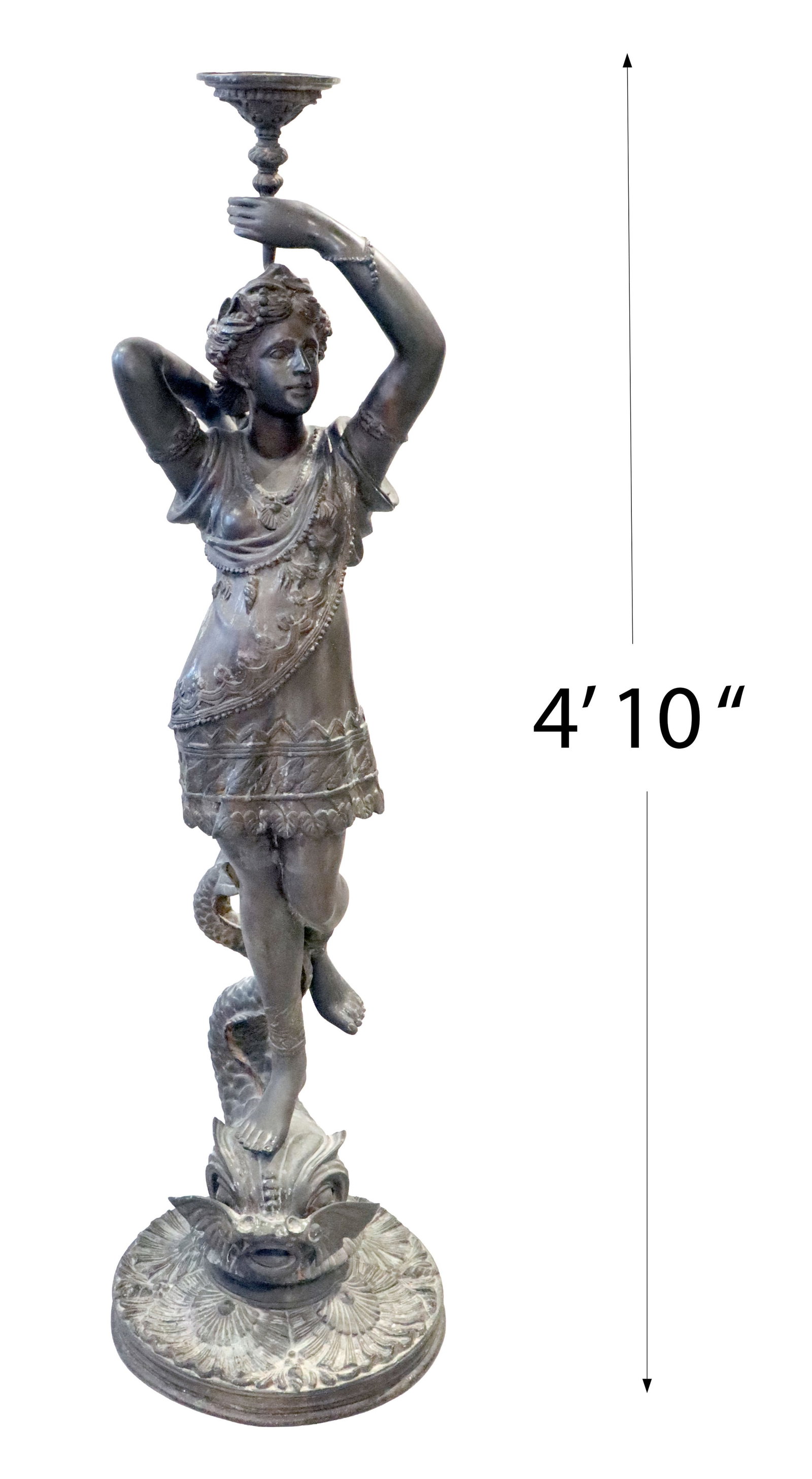 Large Antique Italian Bronze Female Figural Candleholder (1 of 16)