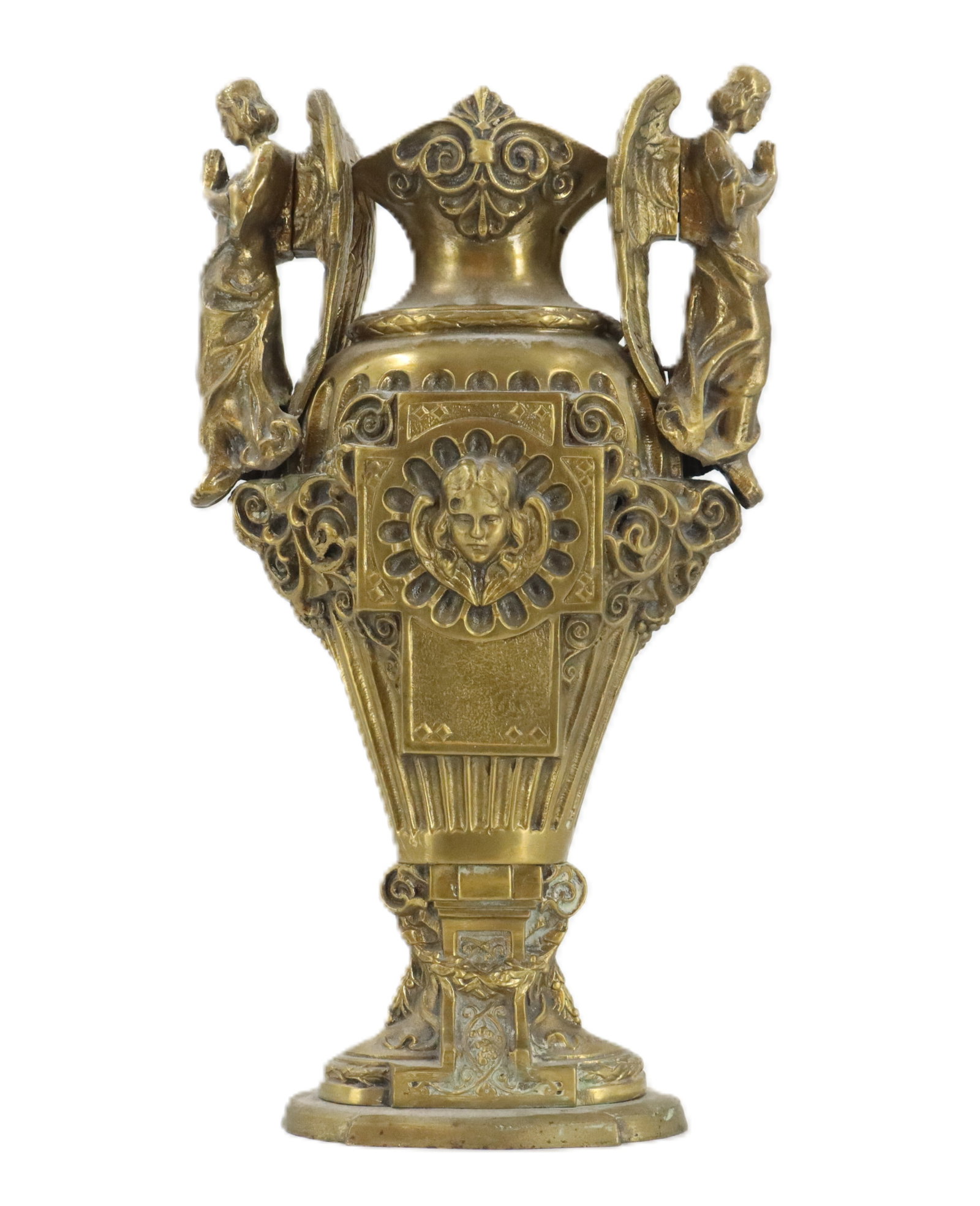 19th Century Bronze Neoclassical Urn Vase with Angel Form Handles (1 of 18)