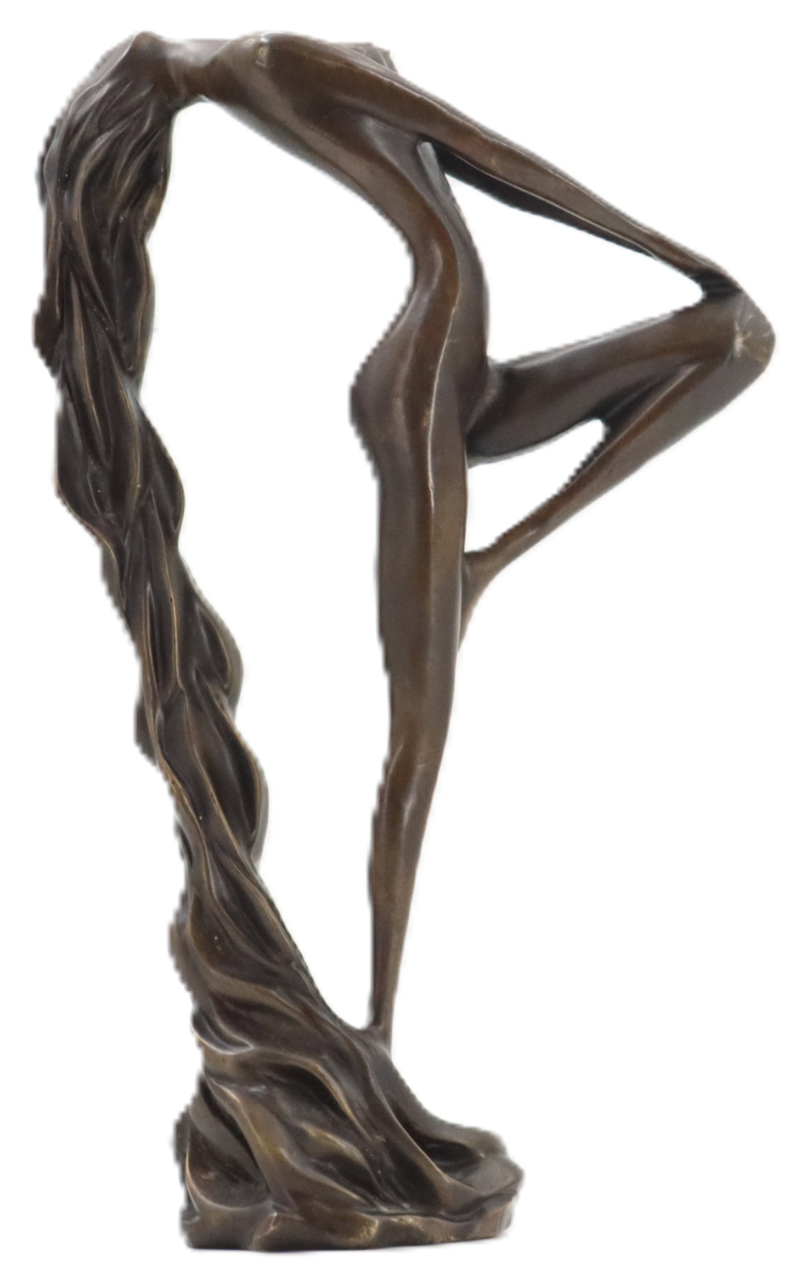 Bronze Art Nouveau Sculpture of a Nude: Bronze Art Nouveau Sculpture of a Nude. Marked with initials on the base. Size: 8 x 8 x 15 in. 