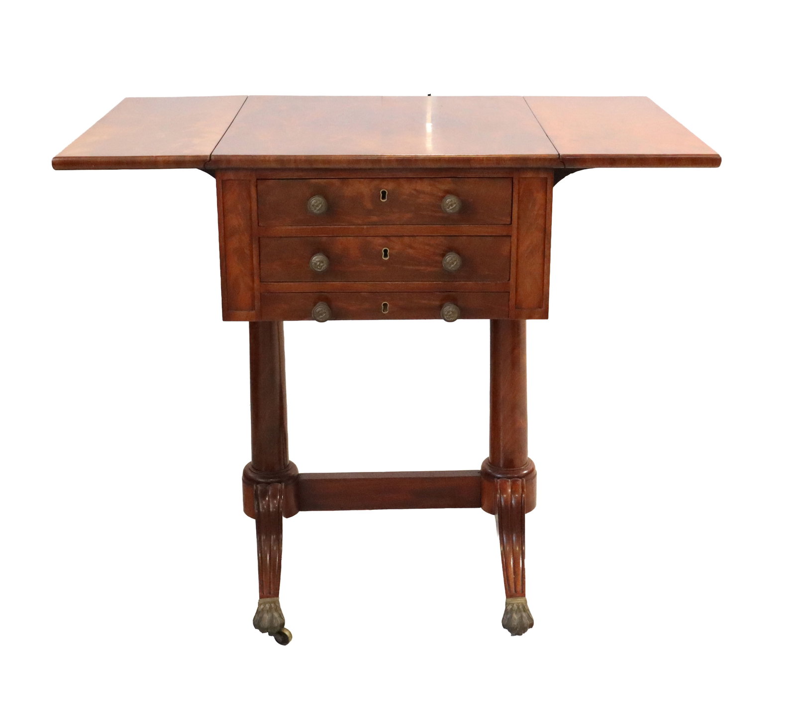 19th Century American Classical Mahogany Pembroke Drop-Leaf Table on Casters (1 of 18)