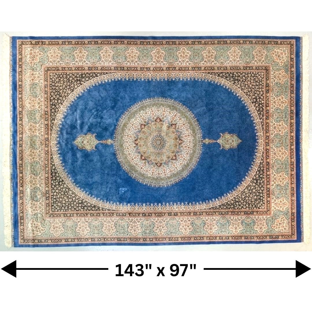 Incredible Room Sized Chinese Silk Rug in the Manner of a Persian Rug: Incredible Room Sized Chinese Silk Rug in the Manner of a Persian Rug. One of the finest-looking rugs we've ever had the pleasure of seeing in our auctions, this piece is dominated by a stunning