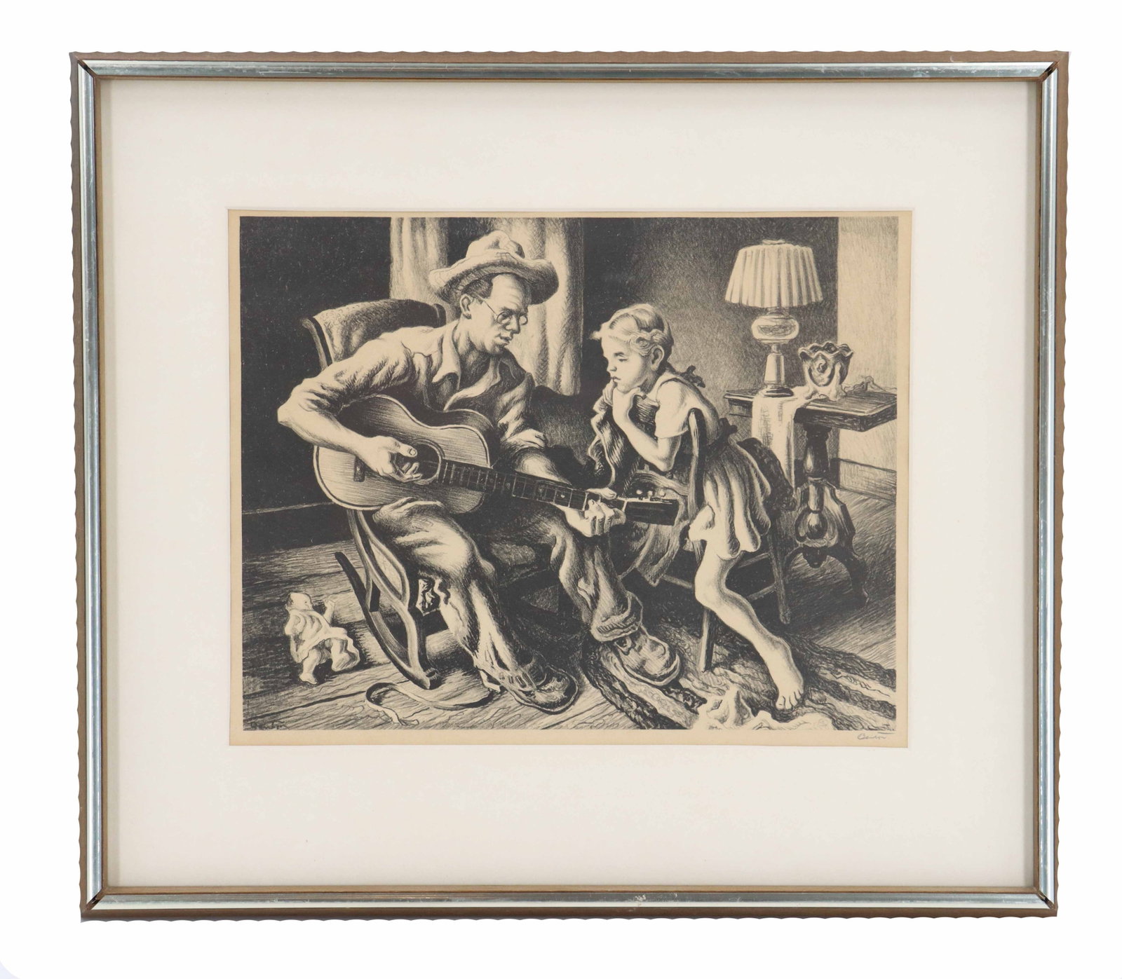 Thomas Hart Benton (1889-1975) American, "The Music Lesson" Signed Original Lithograph (1 of 9)