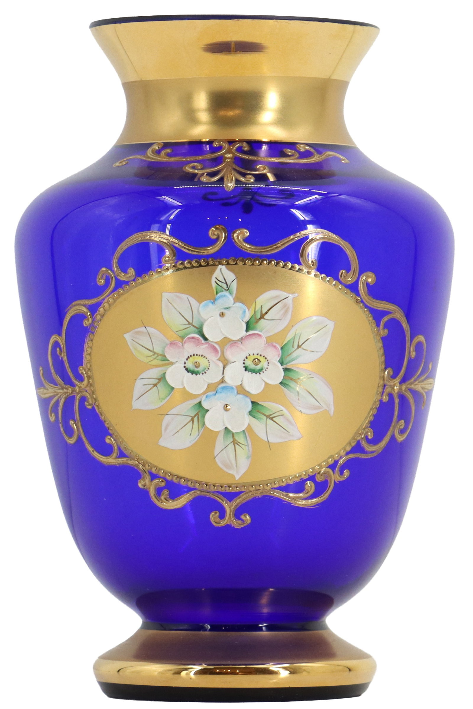 Vintage Czech Bohemian Cobalt Blue Glass Vase (1 of 15)